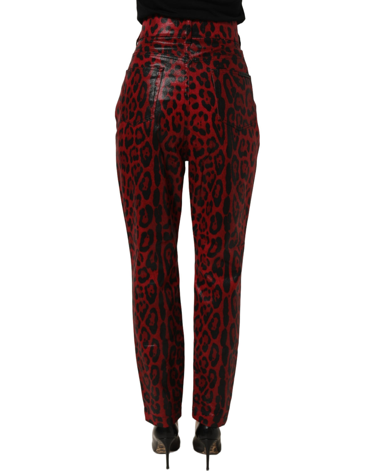 Red Leopard Cotton 5 Pockets Trouser Jeans