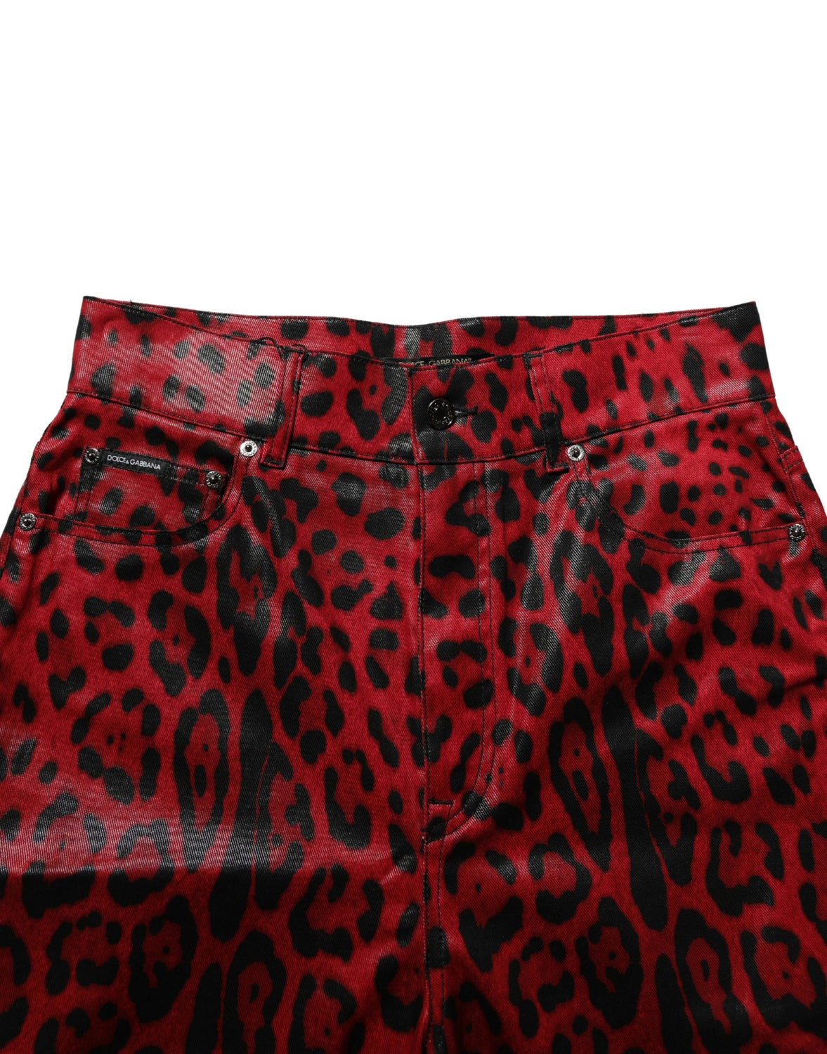 Red Leopard Cotton 5 Pockets Trouser Jeans
