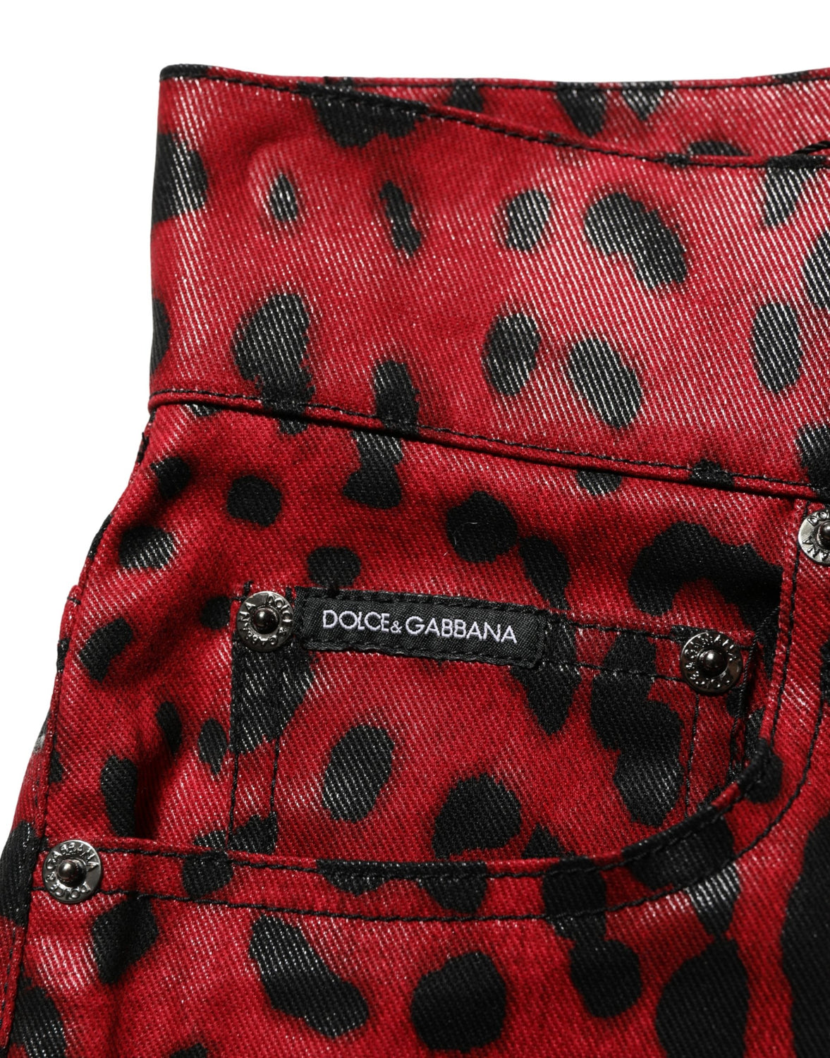 Red Leopard Cotton 5 Pockets Trouser Jeans