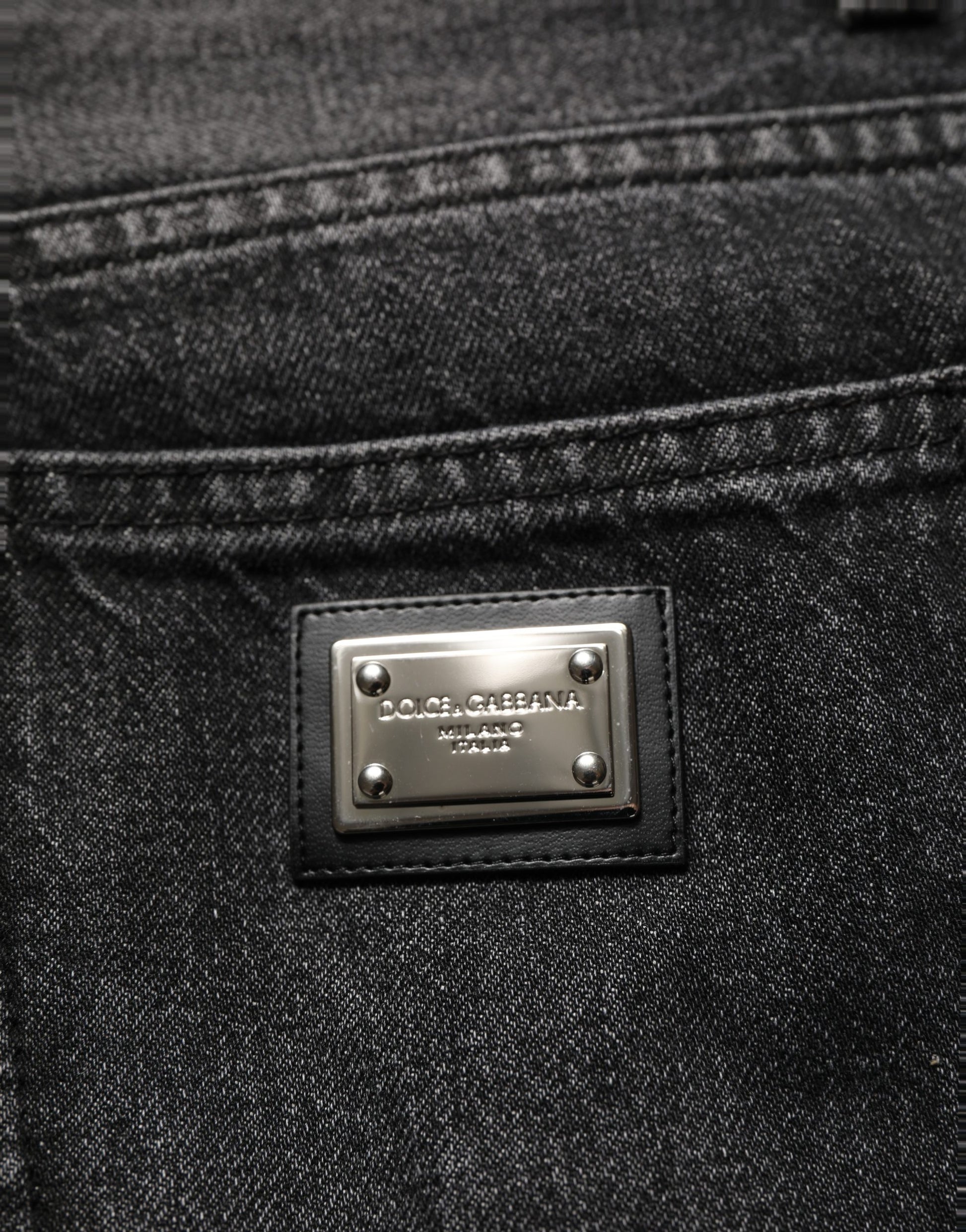 Black Cotton Stretch Straight Denim Jeans