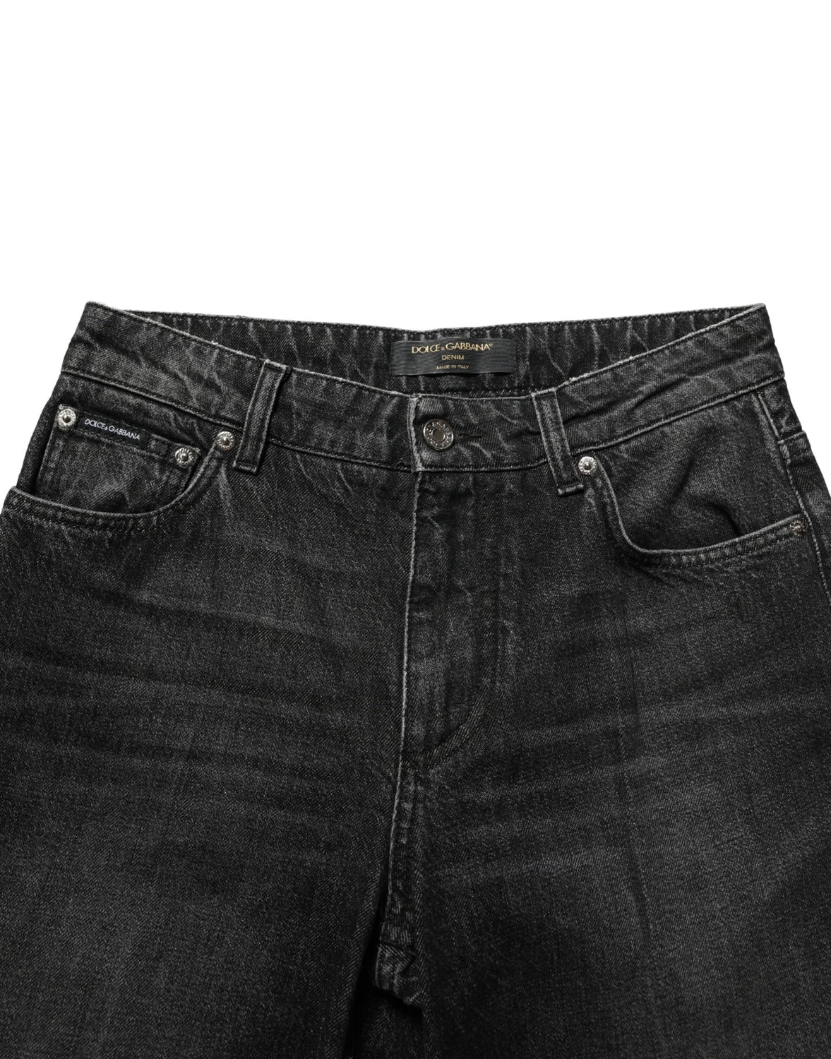 Black Cotton Stretch Straight Denim Jeans