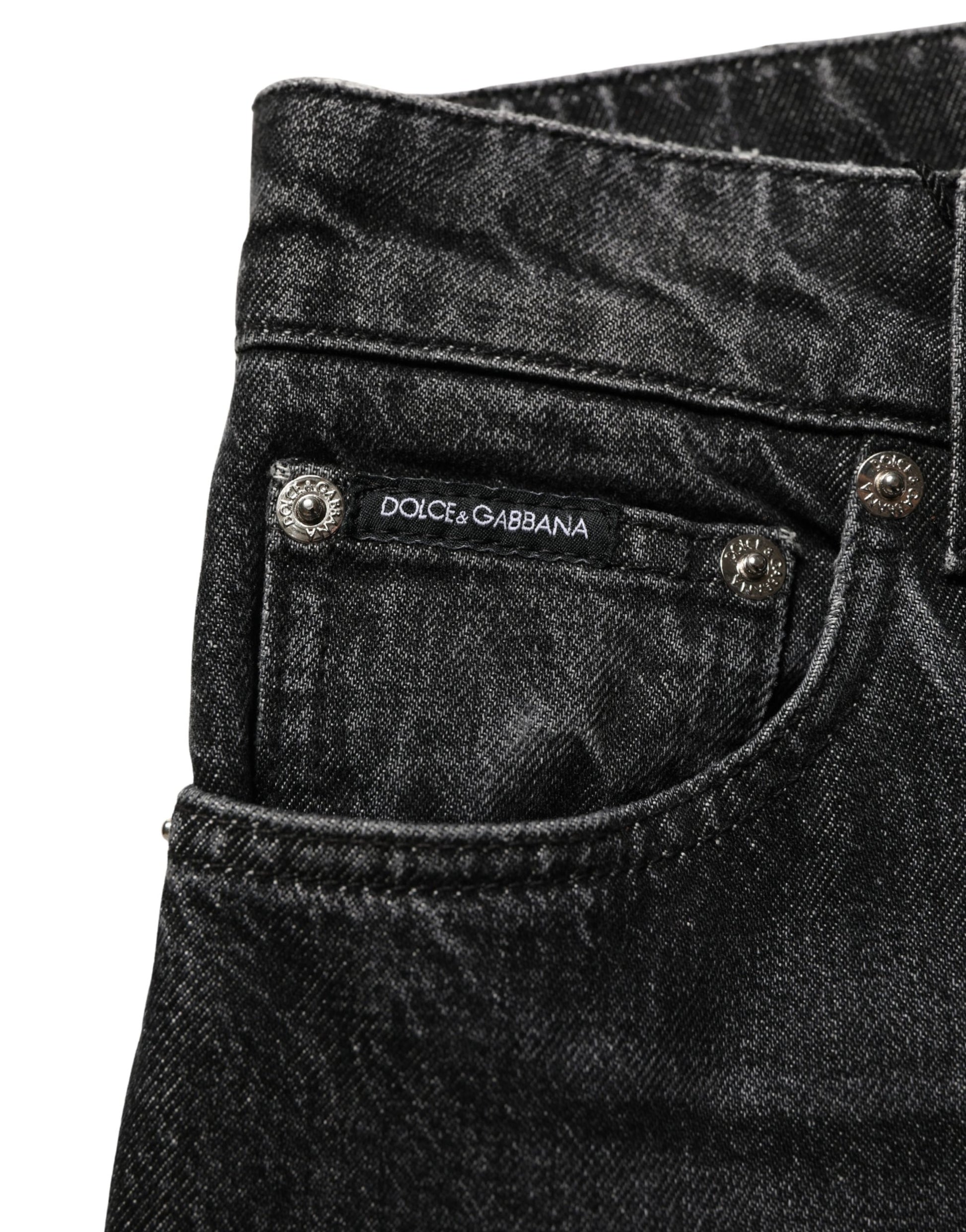 Black Cotton Stretch Straight Denim Jeans