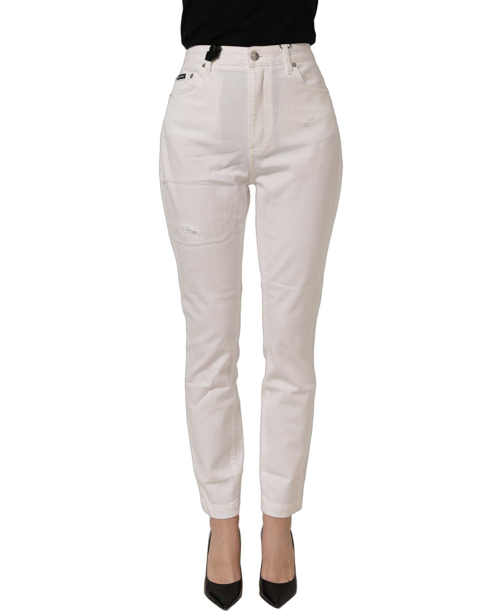 White Cotton Stretch Skinny Denim Jeans