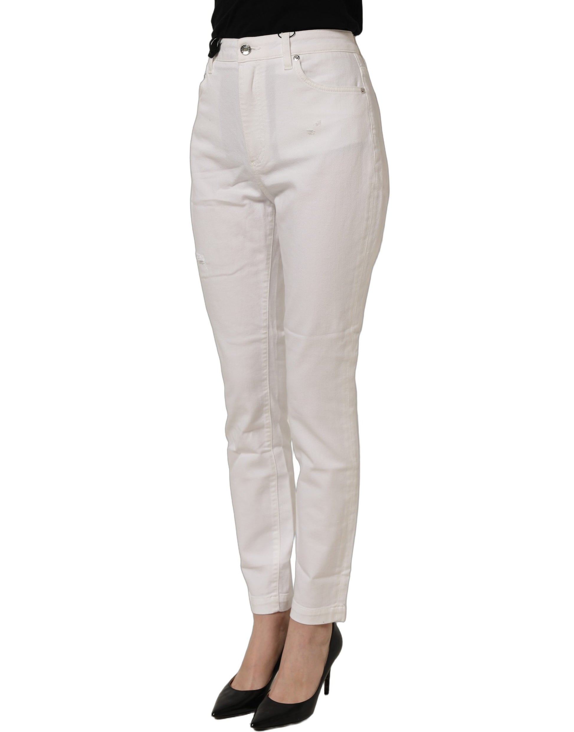 White Cotton Stretch Skinny Denim Jeans