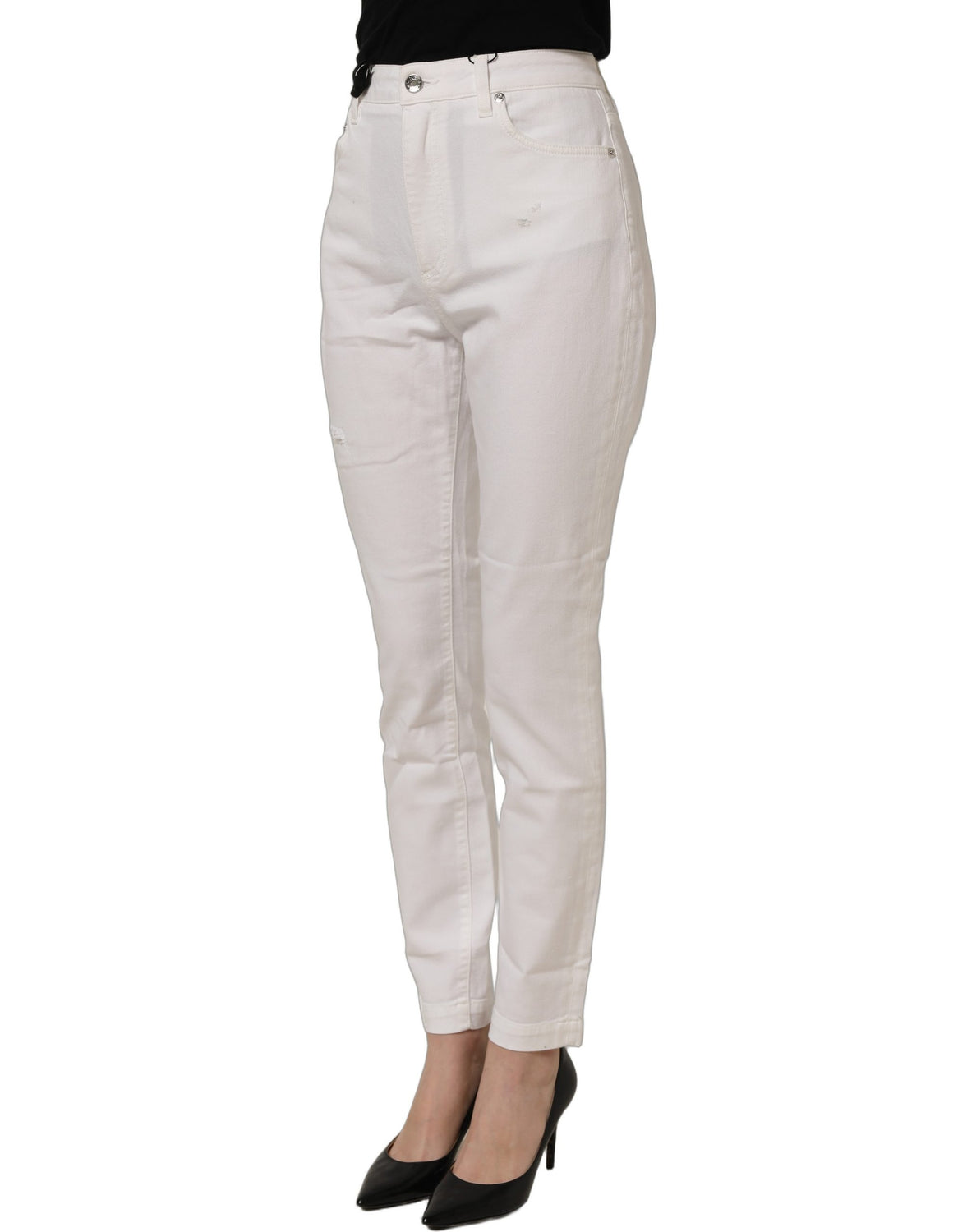 White Cotton Stretch Skinny Denim Jeans