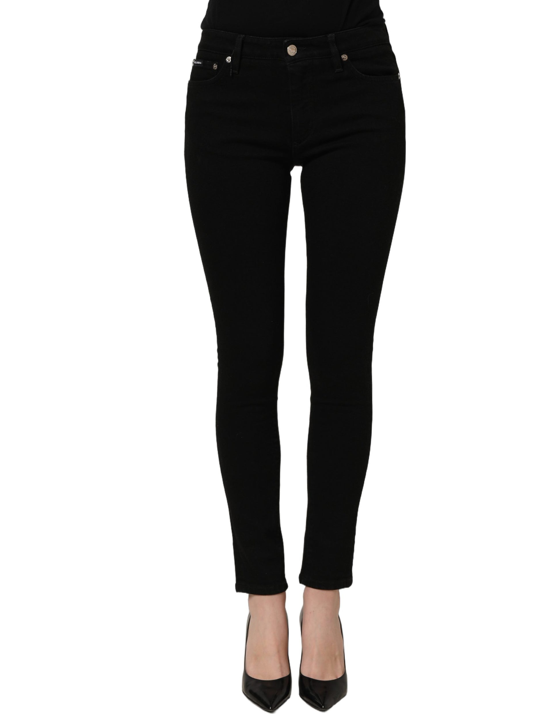 Black Cotton Stretch Skinny Denim Jeans