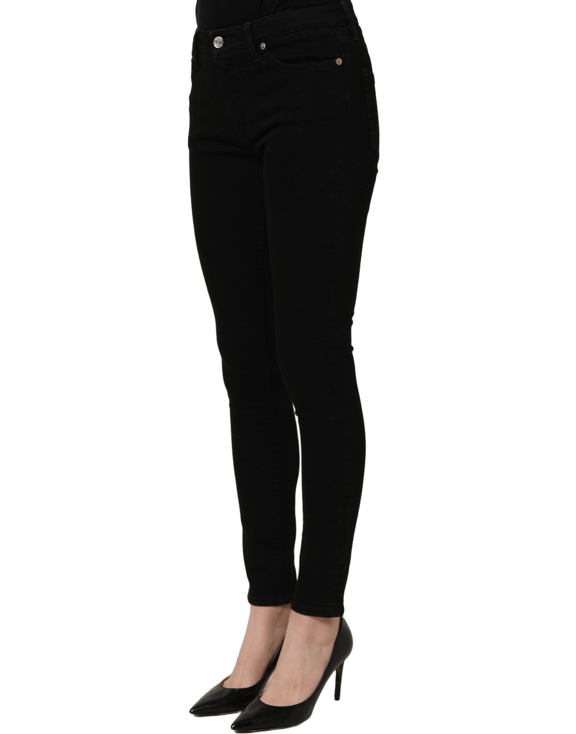 Black Cotton Stretch Skinny Denim Jeans