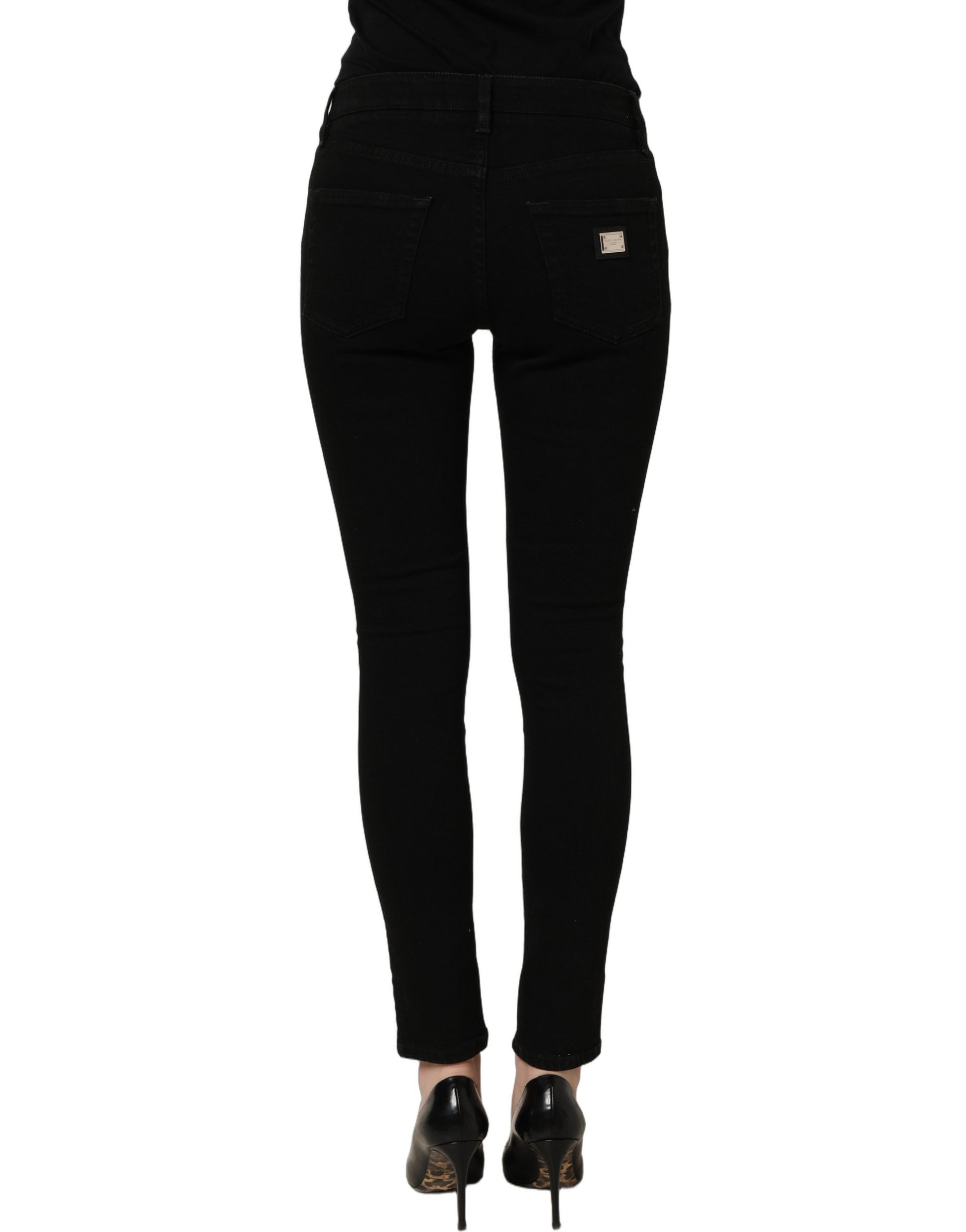 Black Cotton Stretch Skinny Denim Jeans