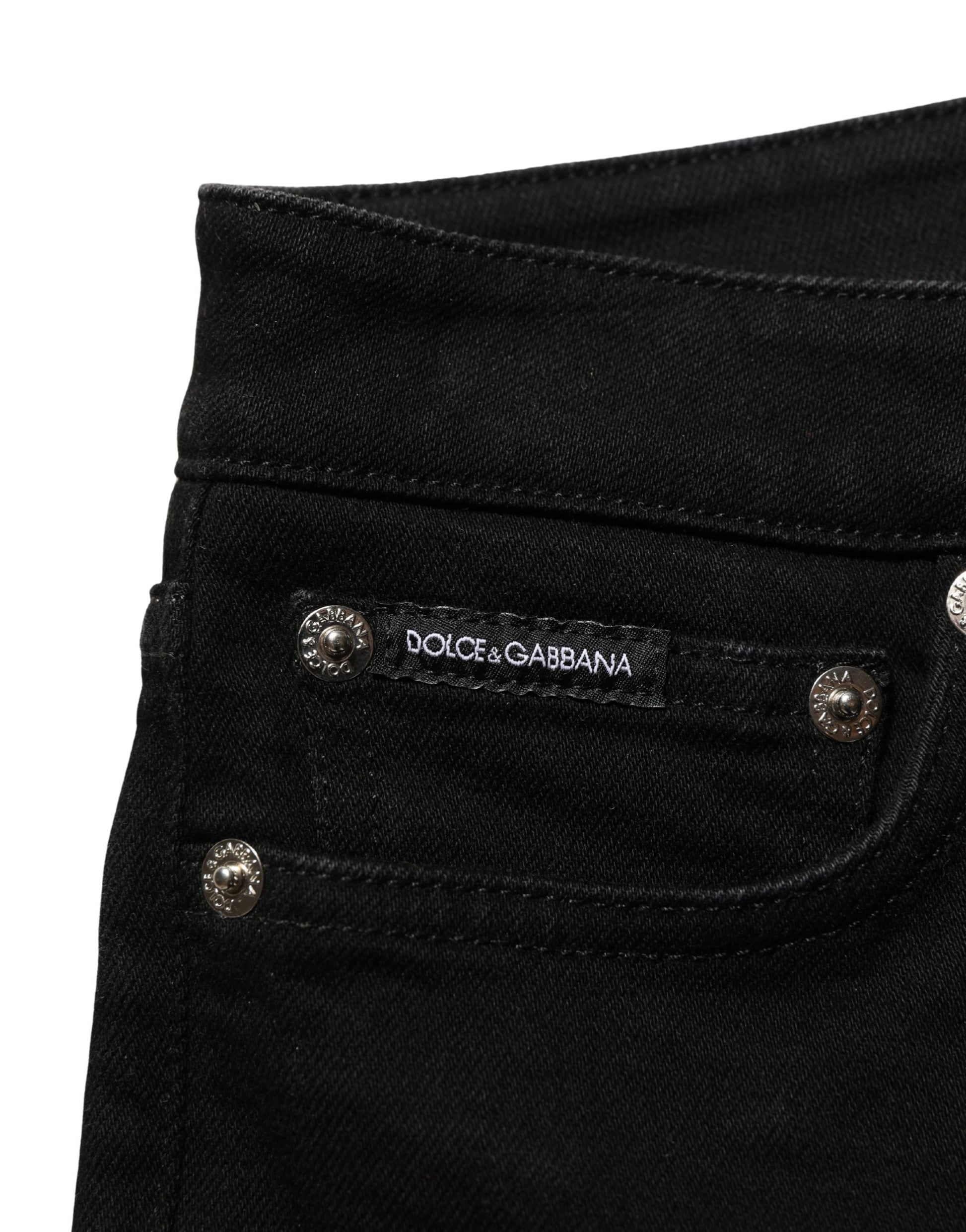 Black Cotton Stretch Skinny Denim Jeans