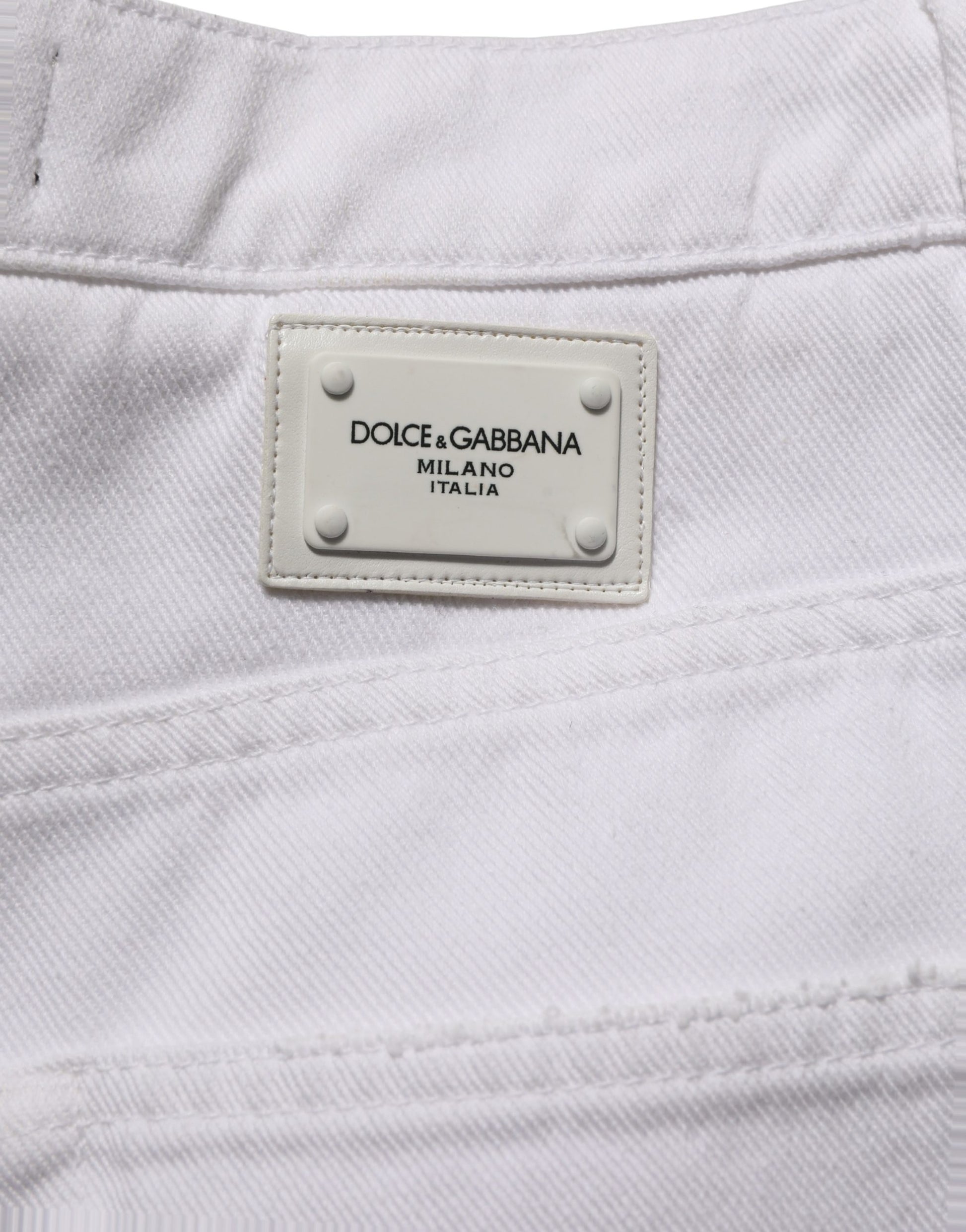 White Cotton Stretch Wide Leg Denim Jeans