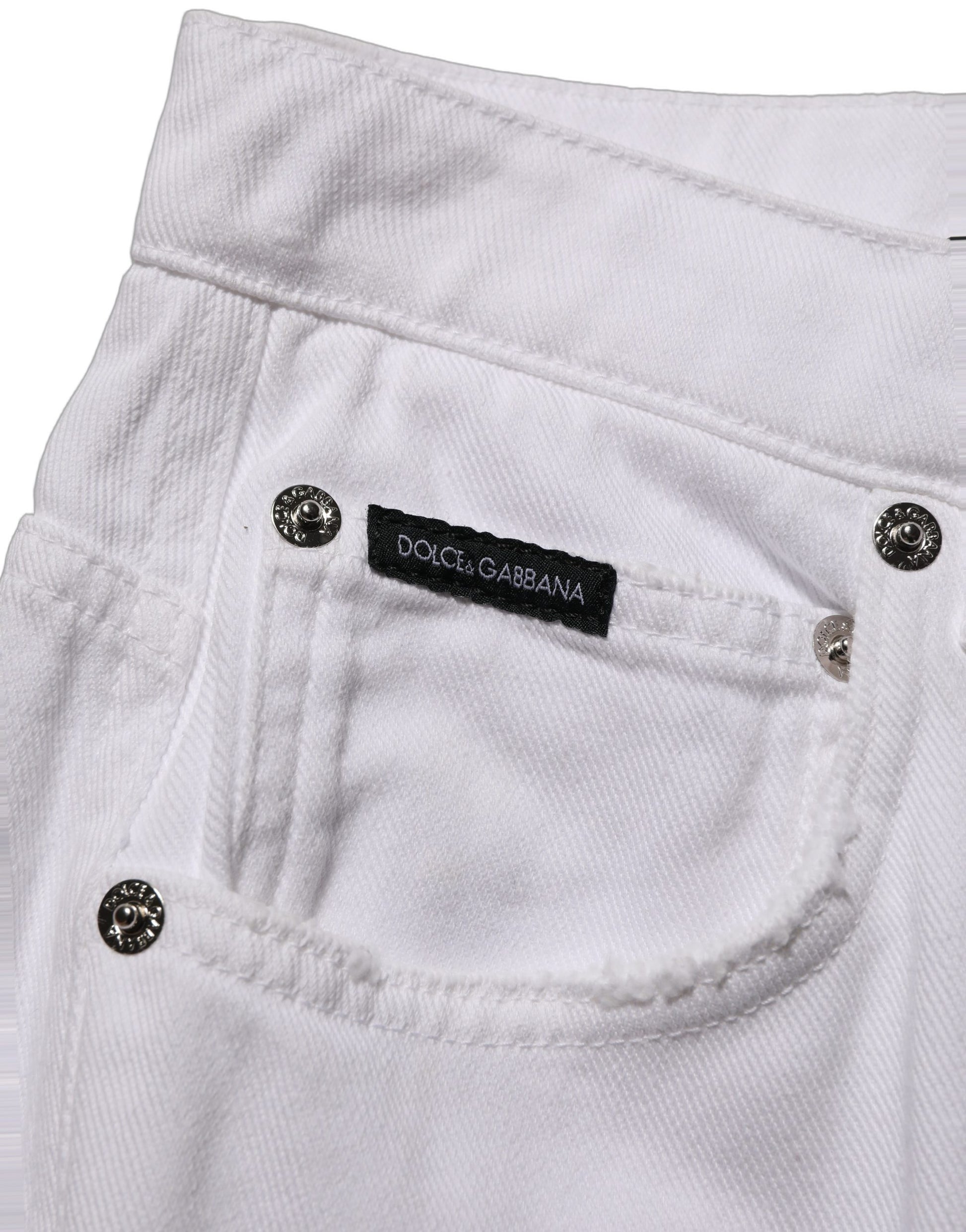 White Cotton Stretch Wide Leg Denim Jeans
