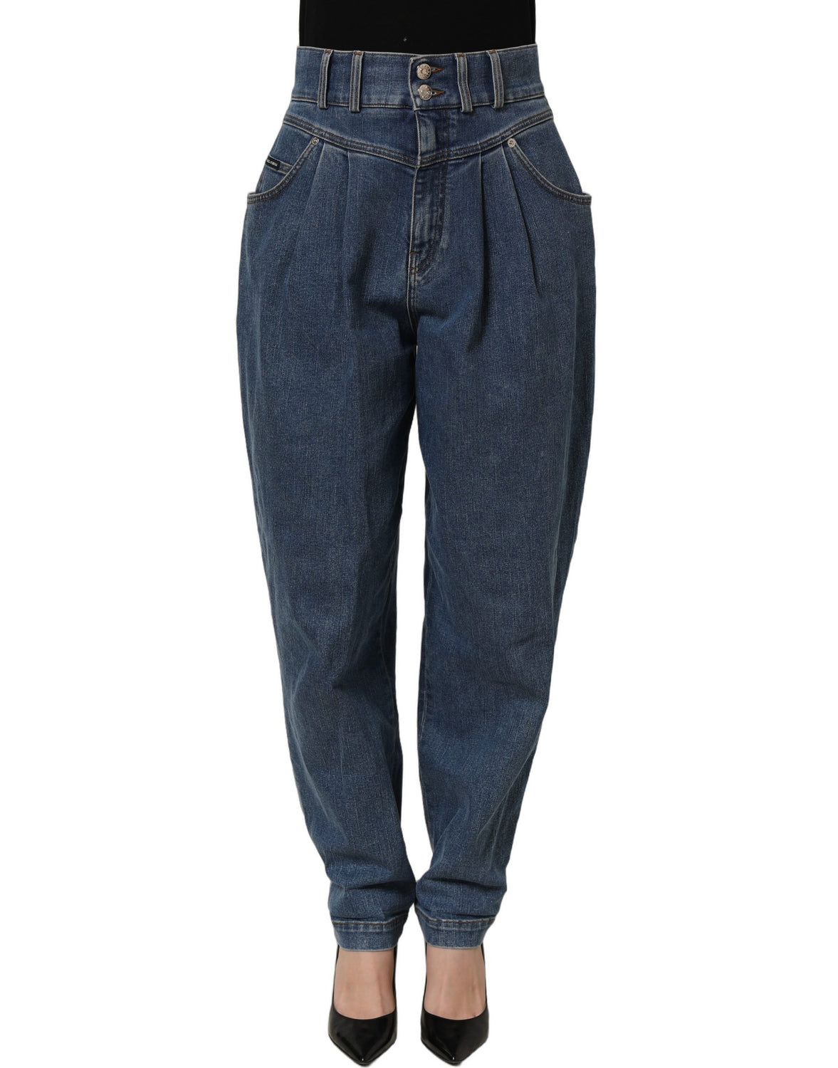 Dark Blue Cotton Stretch Tapered Denim Jeans
