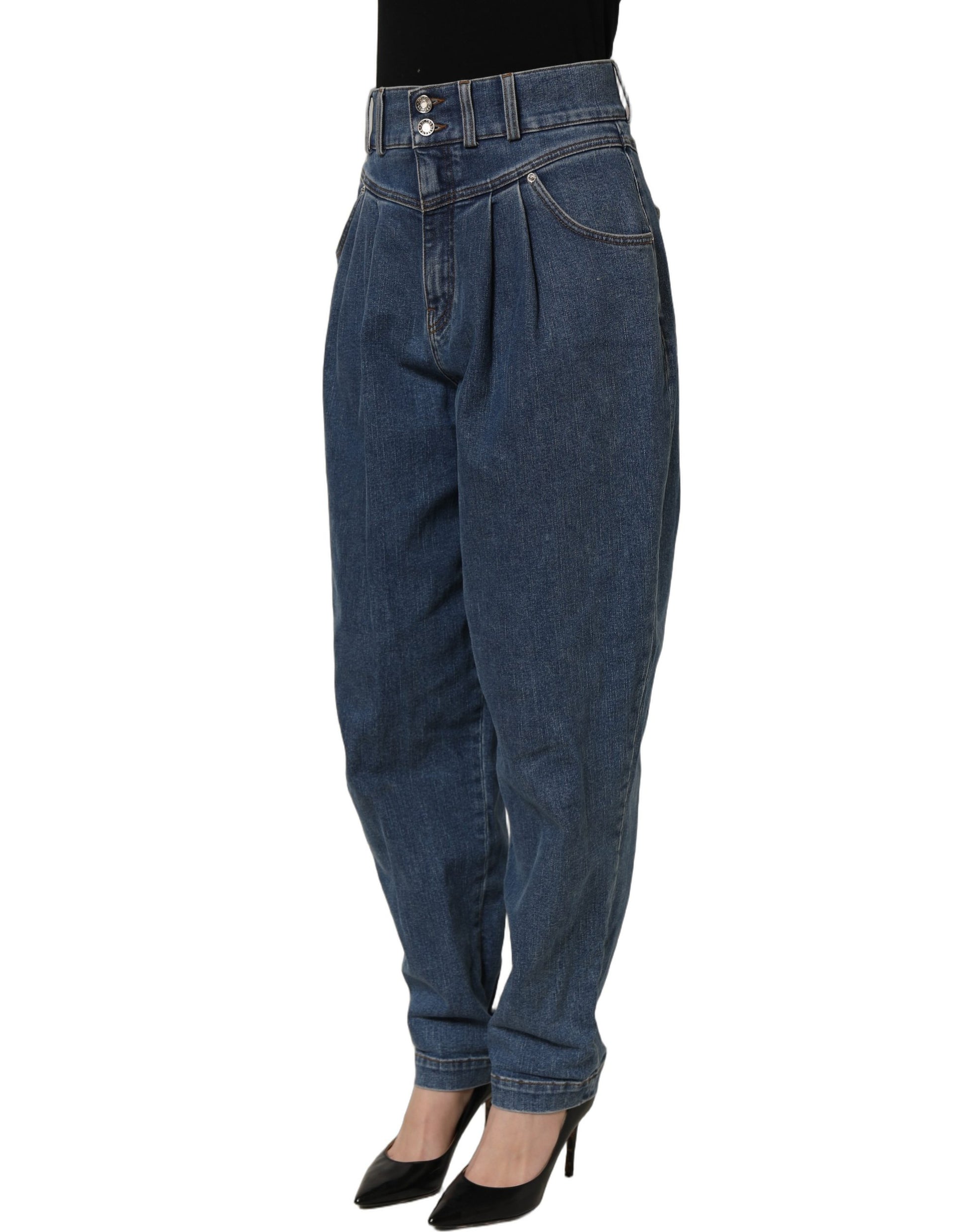 Dark Blue Cotton Stretch Tapered Denim Jeans
