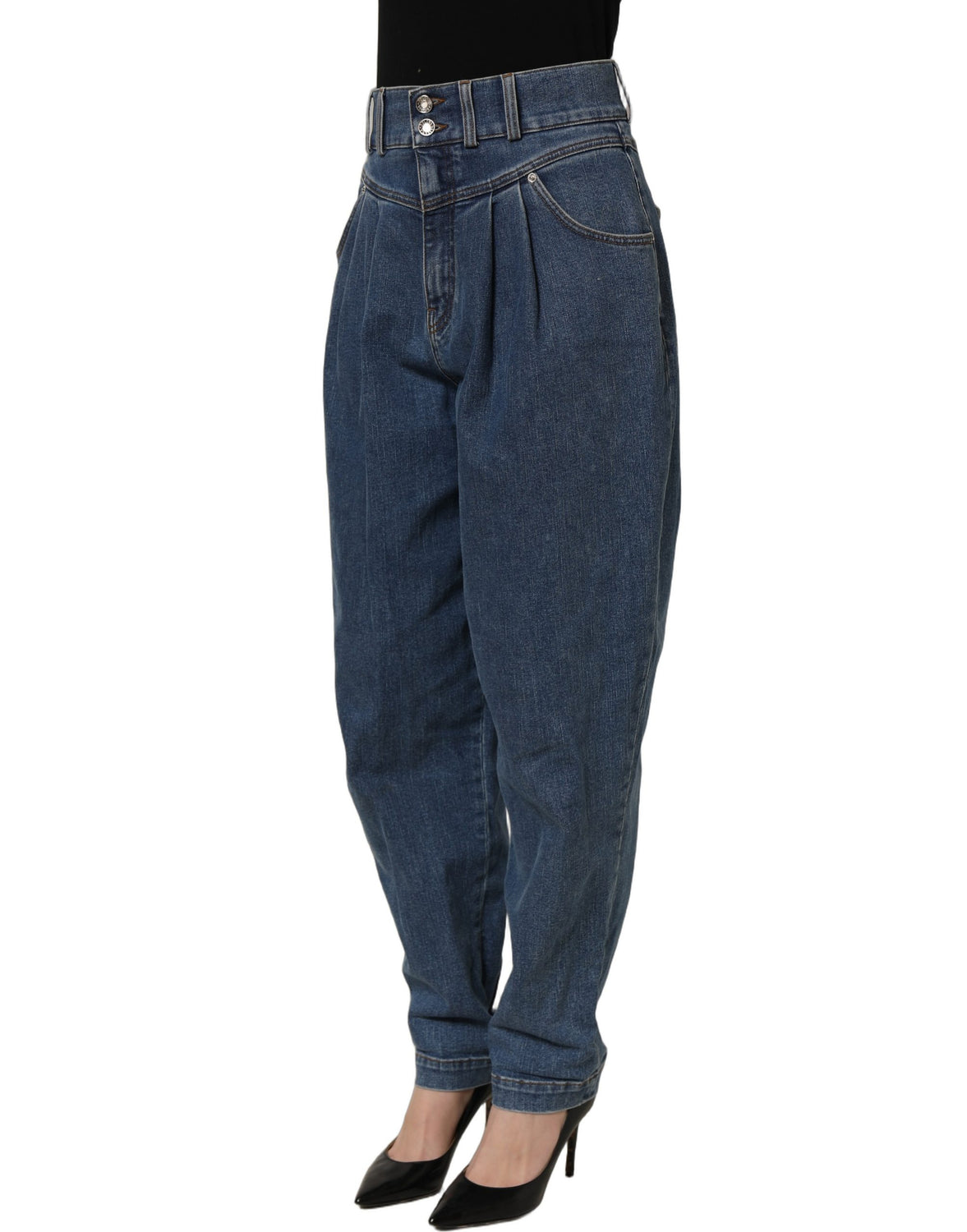 Dark Blue Cotton Stretch Tapered Denim Jeans