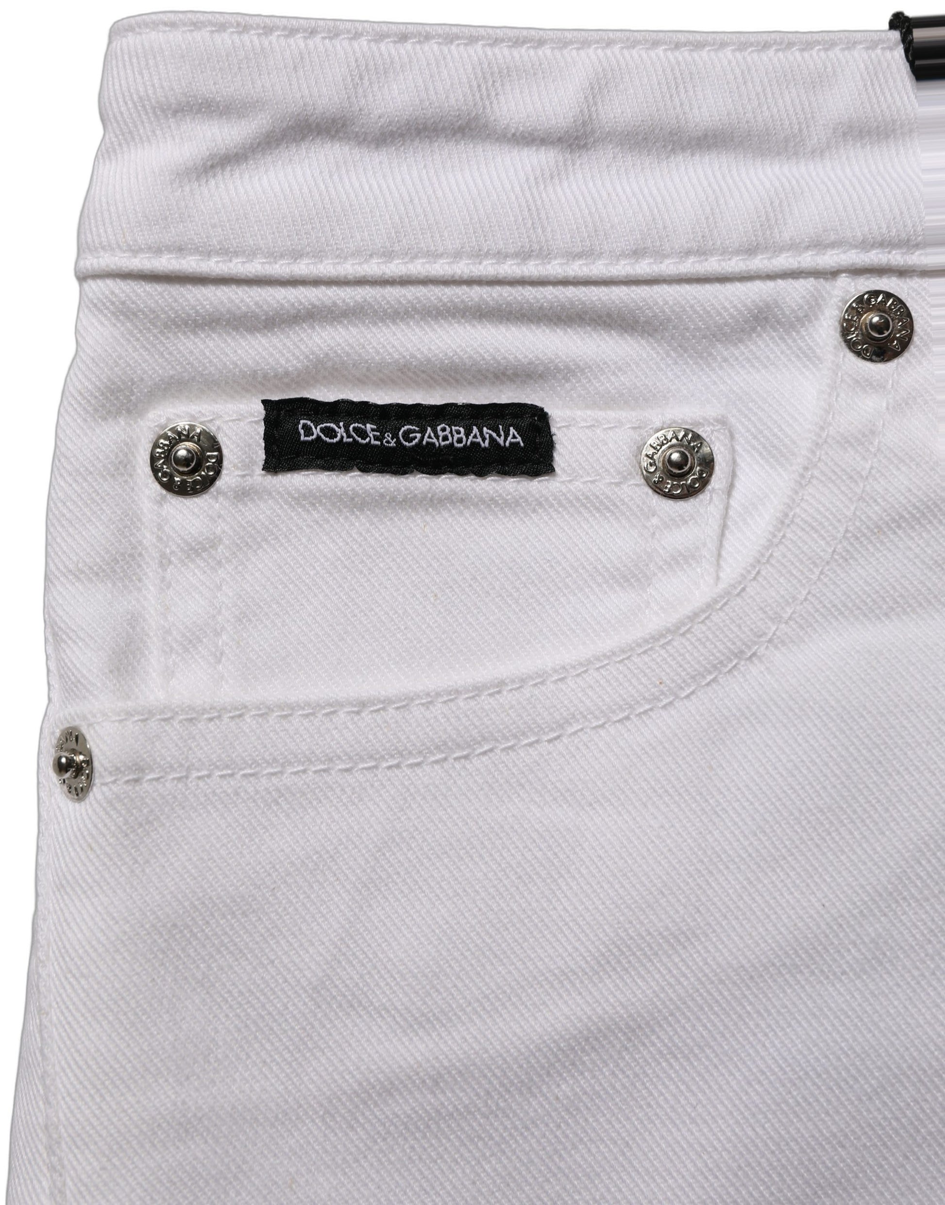 White Cotton Low Rise Denim Hot Pants Shorts