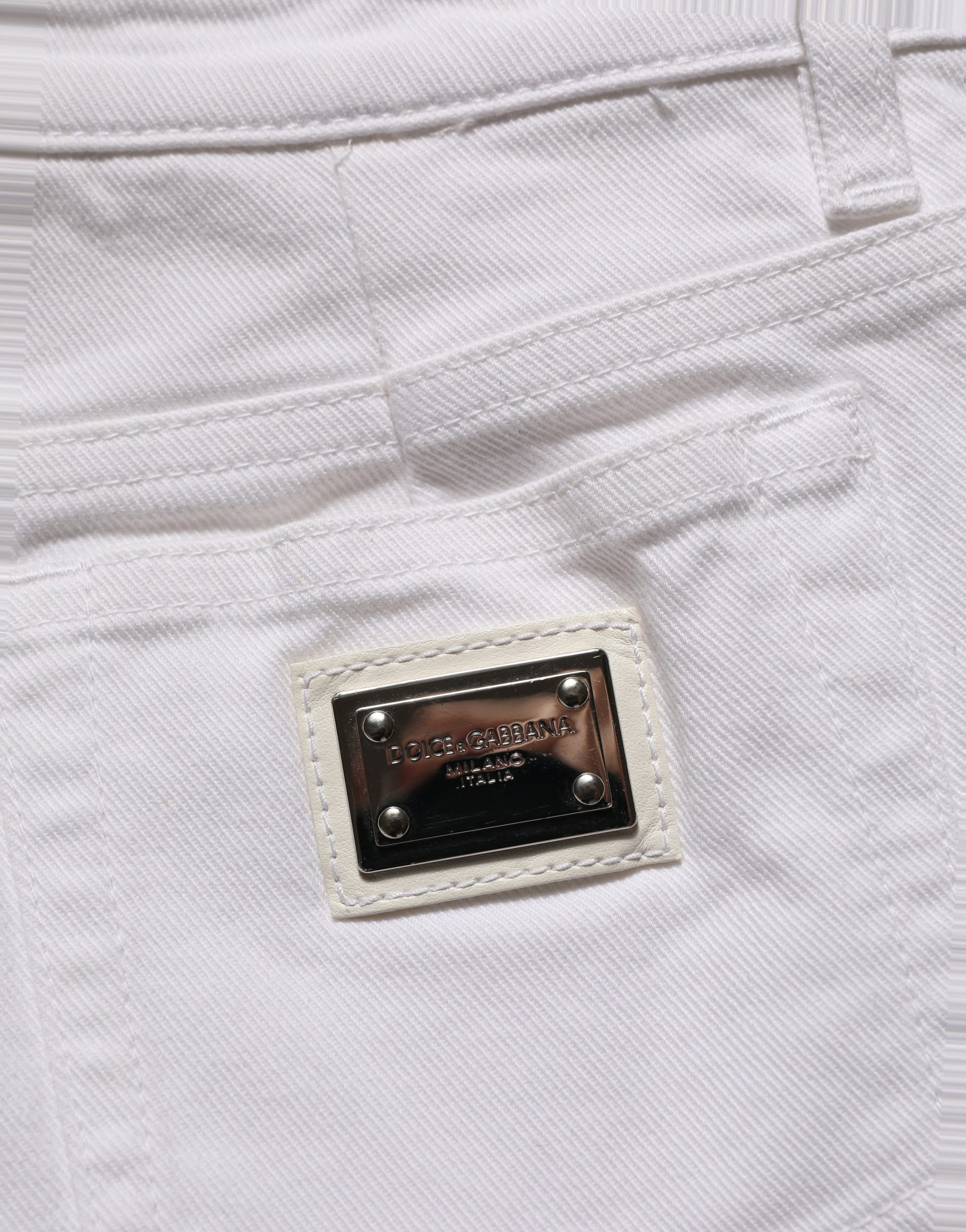 White Cotton Low Rise Denim Hot Pants Shorts