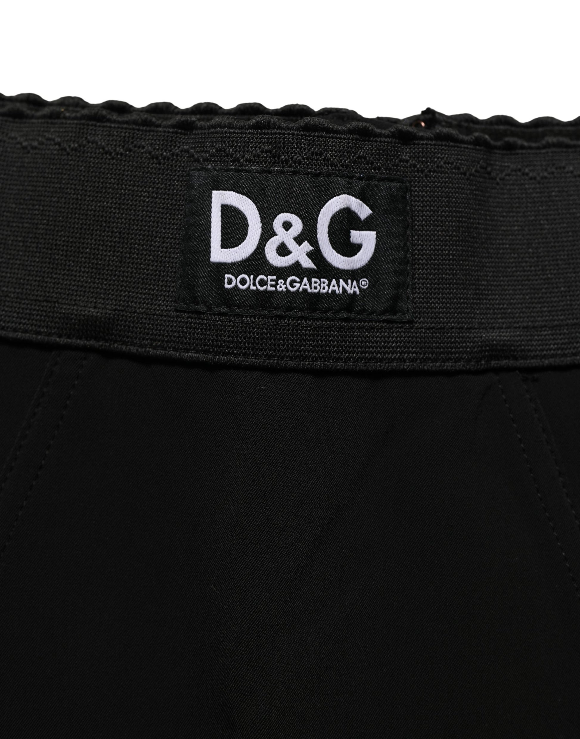 Black Viscose High Waist Capri Trouser Pants