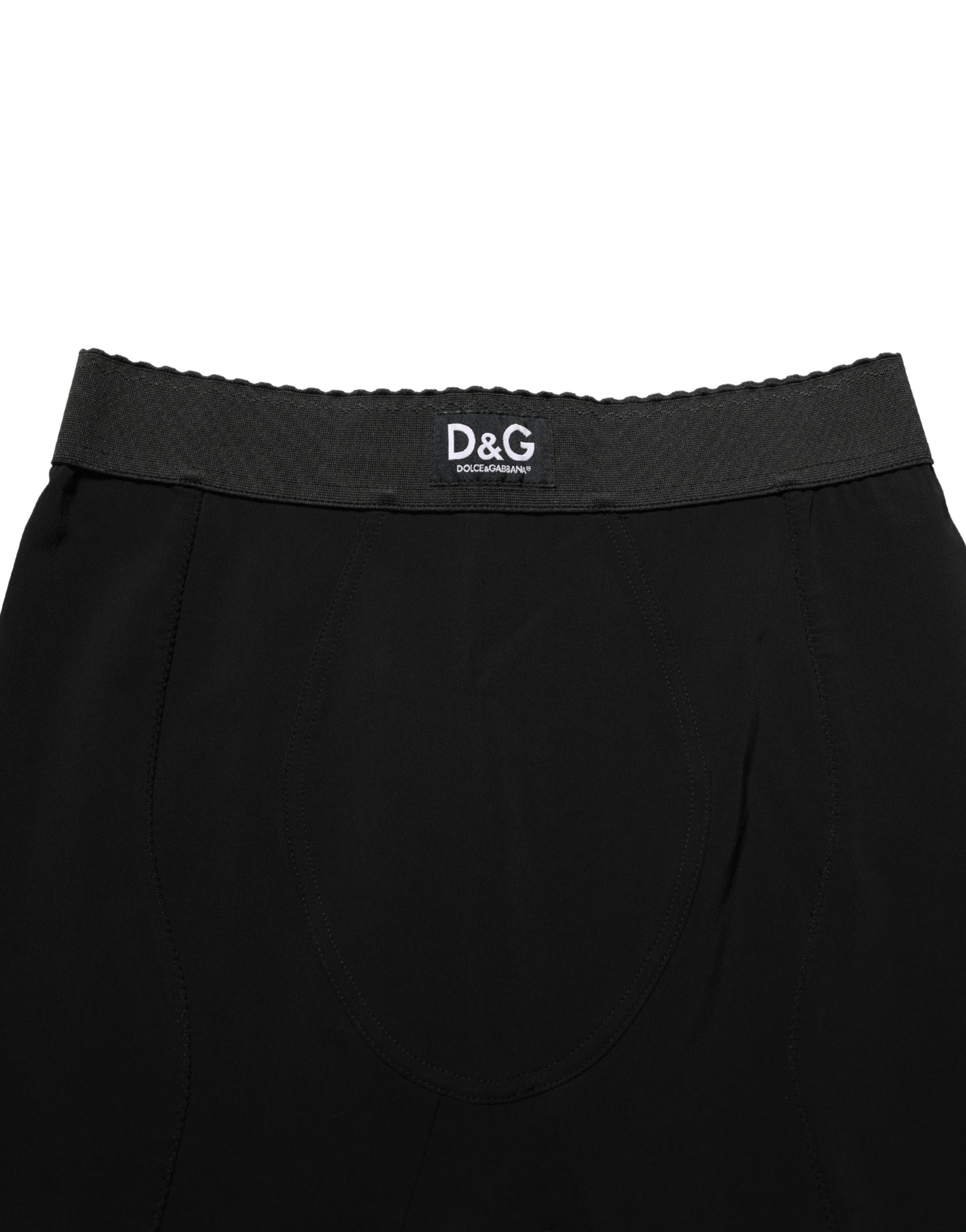 Black Viscose High Waist Capri Trouser Pants