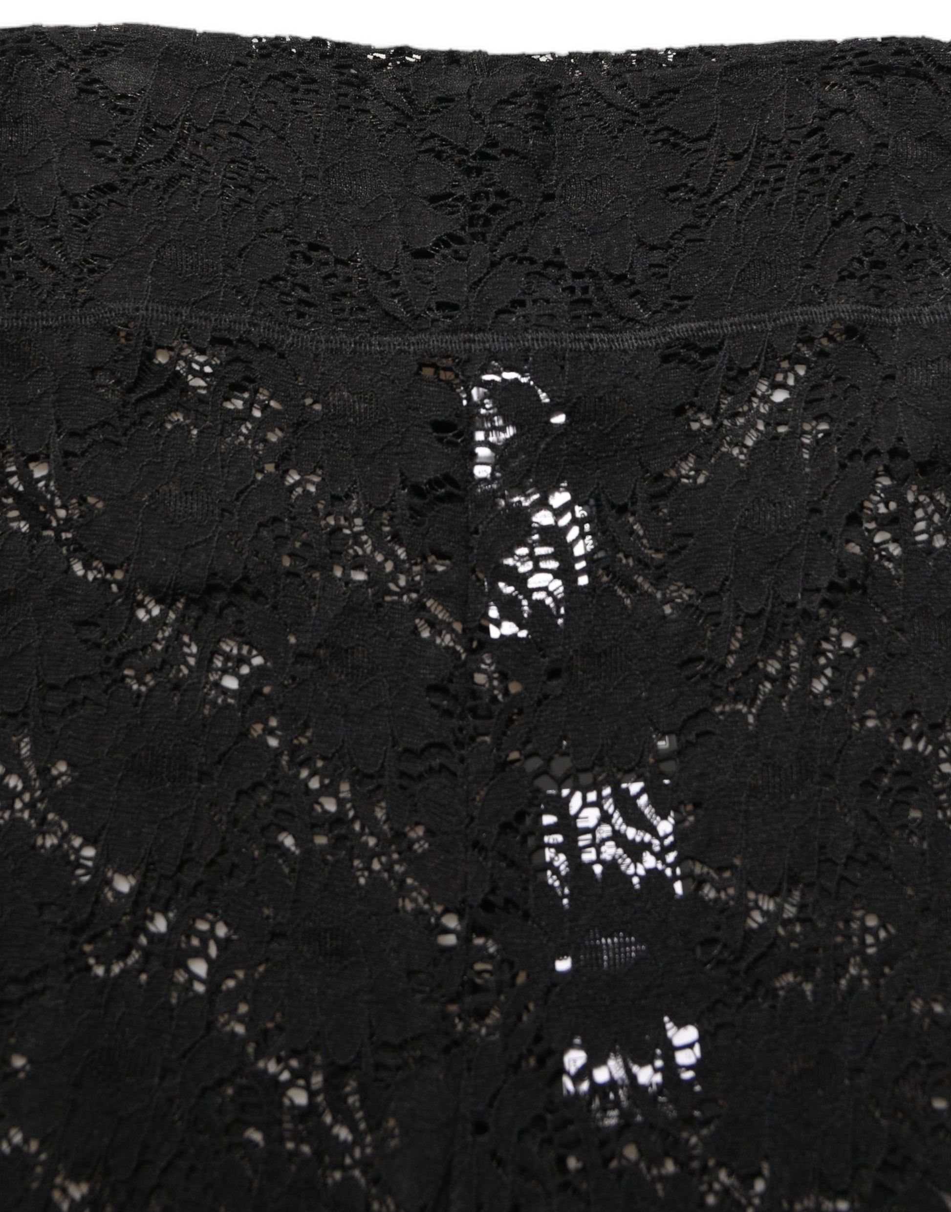 Black High Waist Sheer Floral Lace Shorts