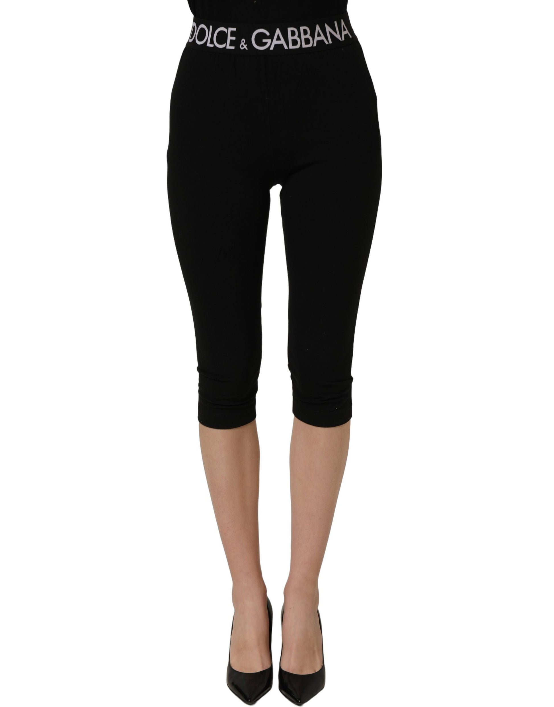 Black Cotton HighWaist Cropped Leggings Pants