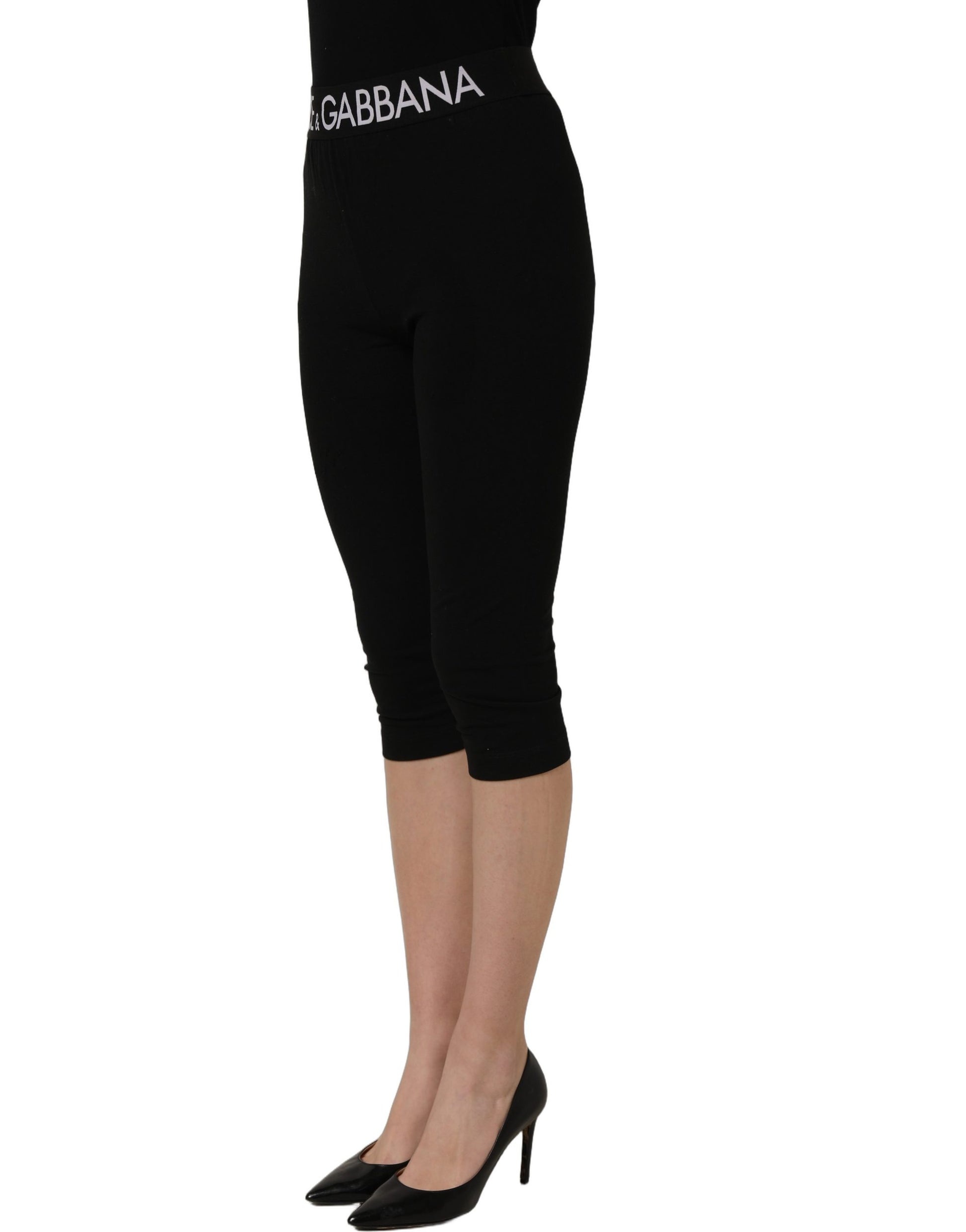Black Cotton HighWaist Cropped Leggings Pants