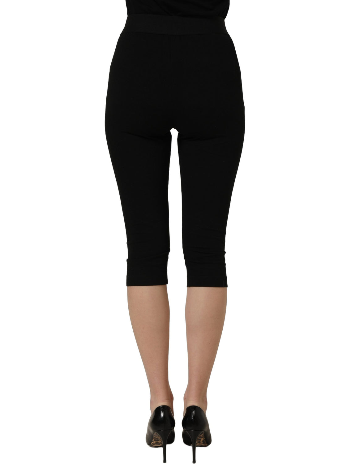 Black Cotton HighWaist Cropped Leggings Pants