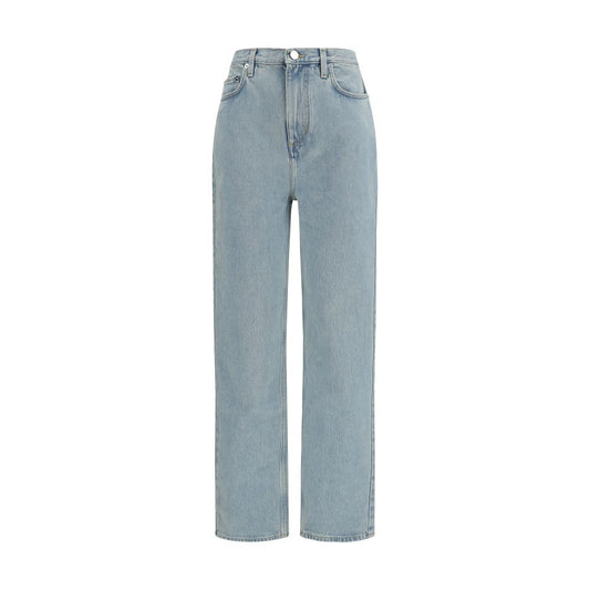 Blue Cotton Straight-Leg Jeans