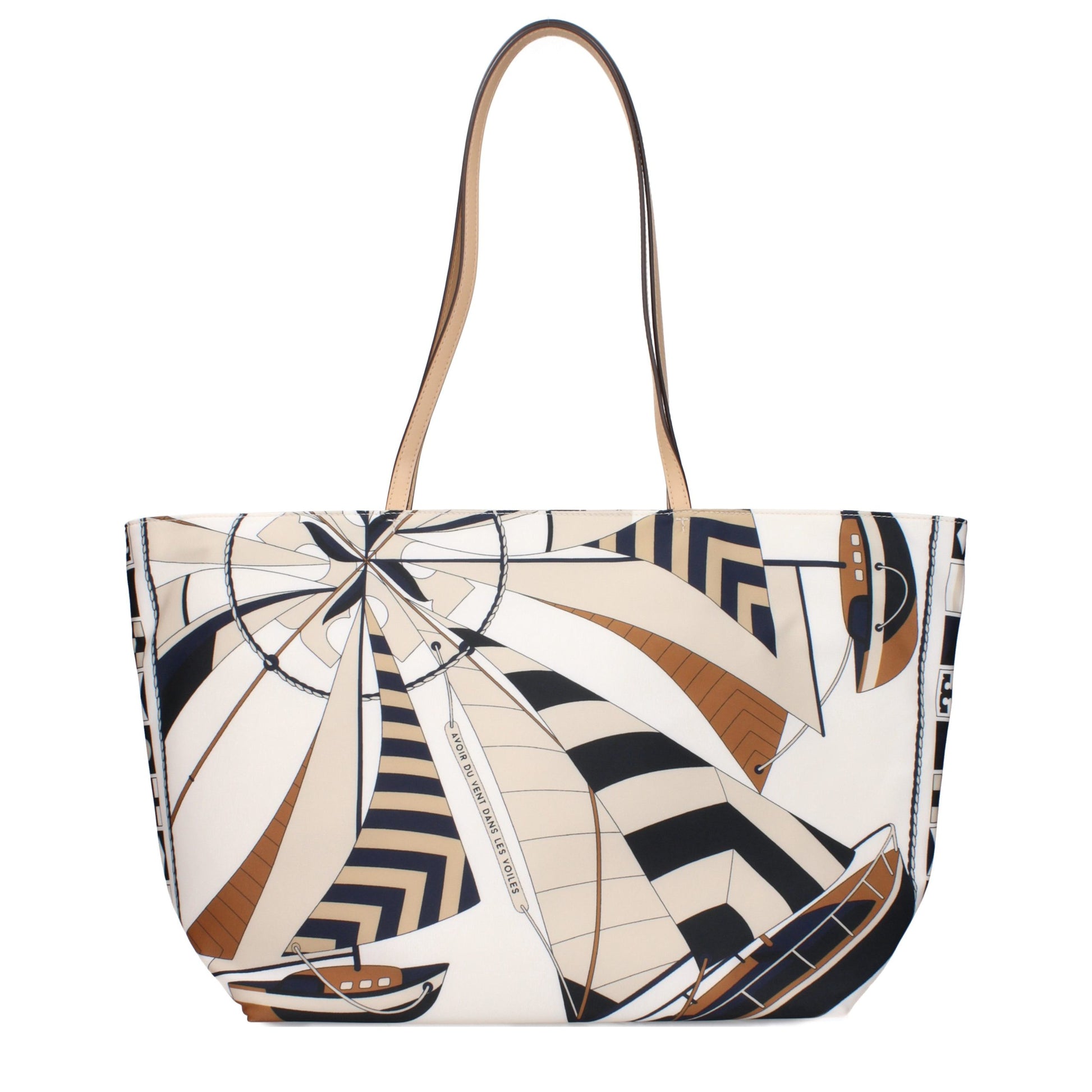 Beige Fabric Crossbody Bag