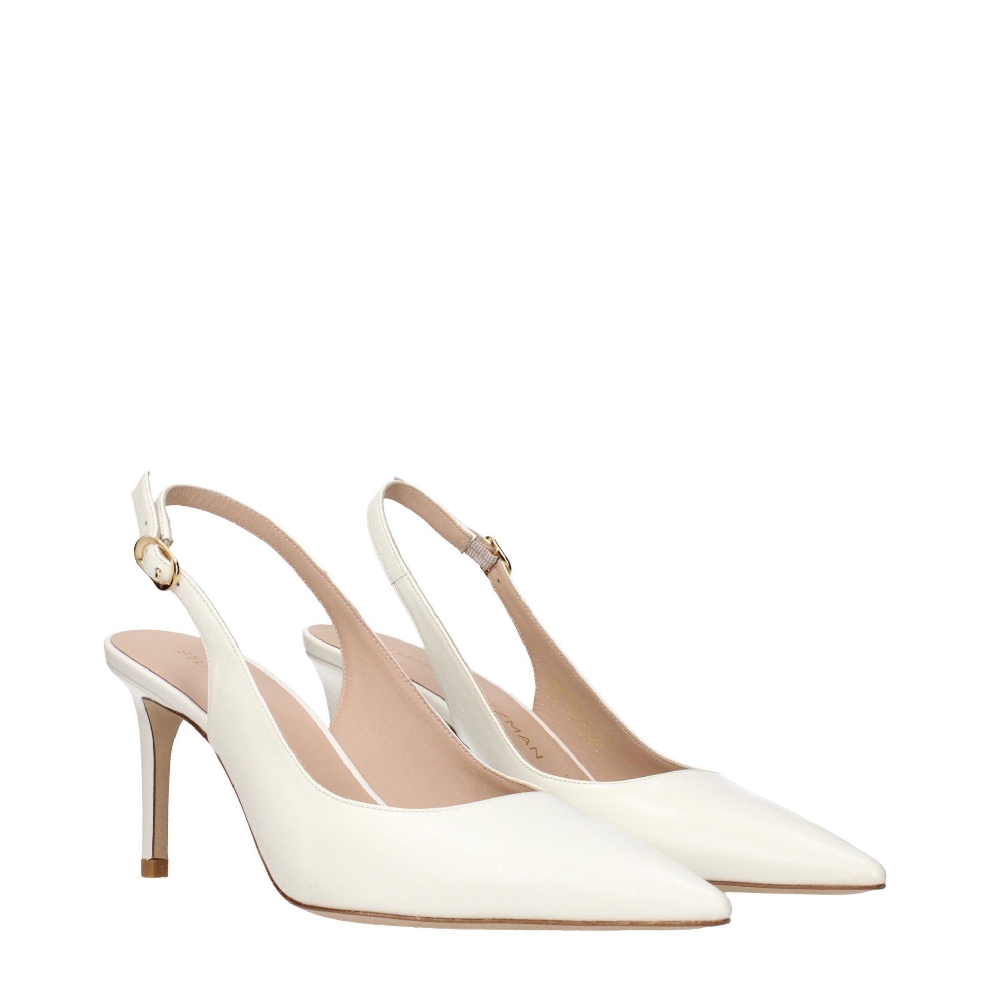 Beige Leather High Heel Pumps