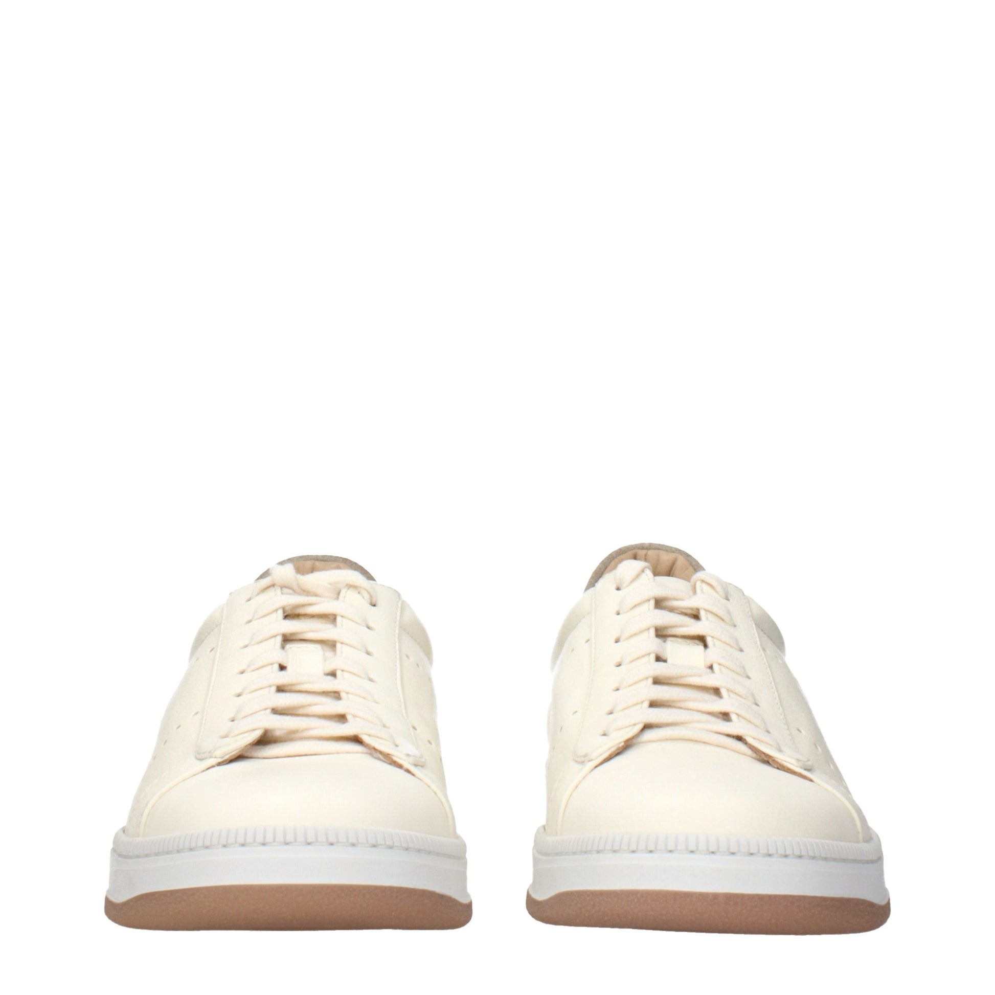 Beige Leather Sneakers