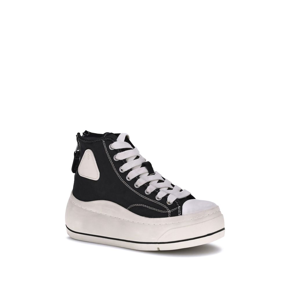 Black Cotton Platform Sneakers
