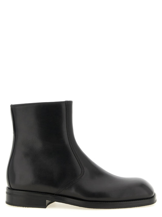 Black Lamb Leather Ankle Boots