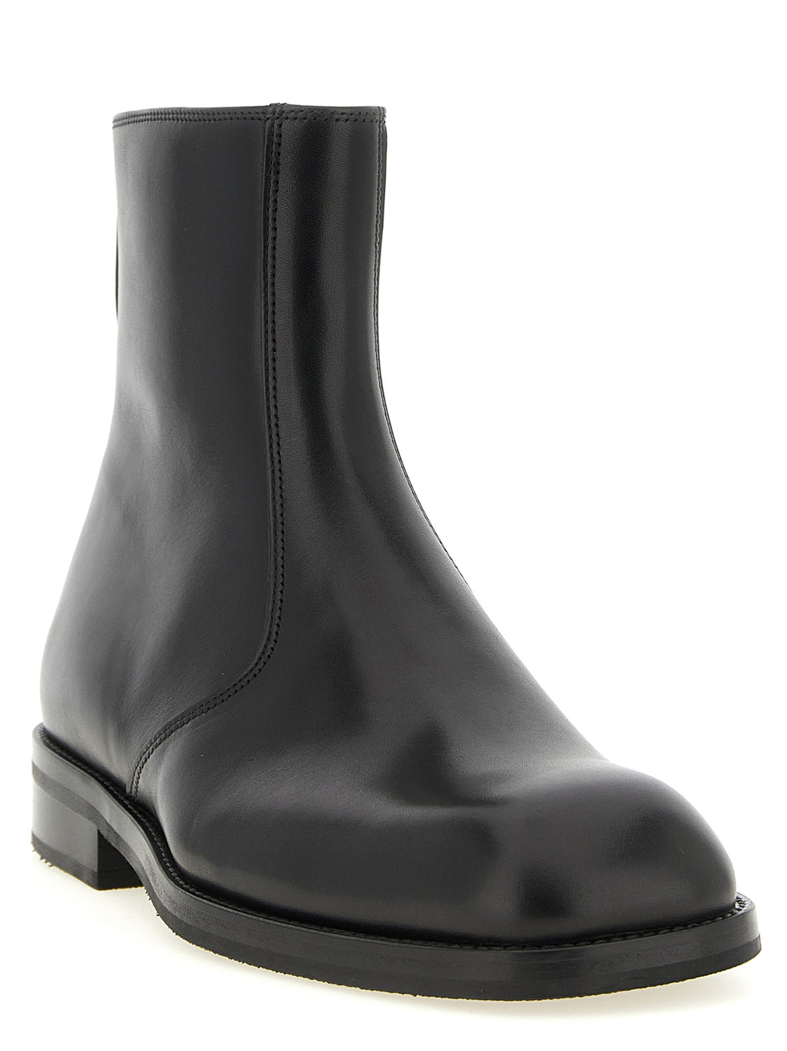 Black Lamb Leather Ankle Boots