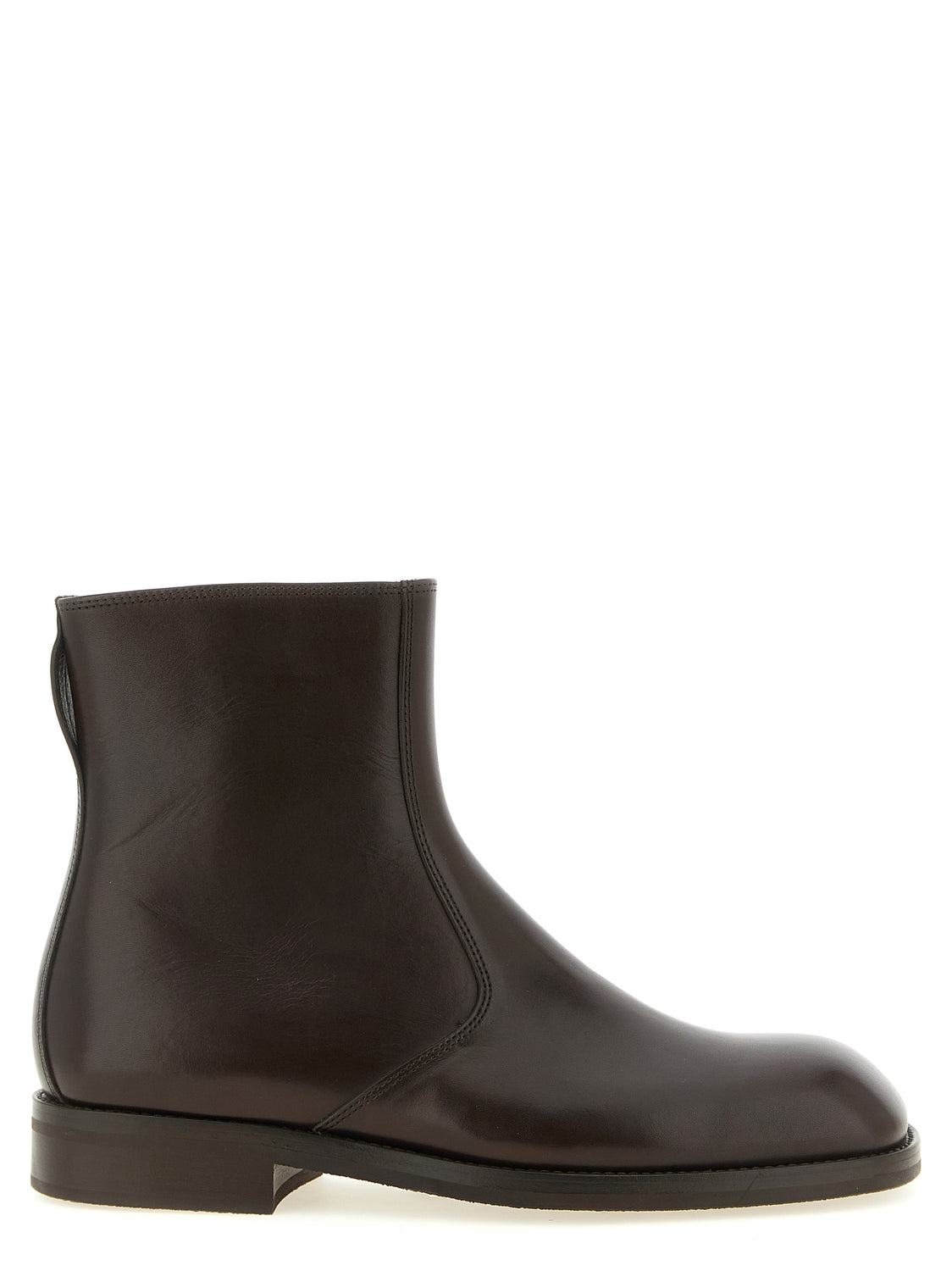 Brown Lamb Leather Ankle Boots