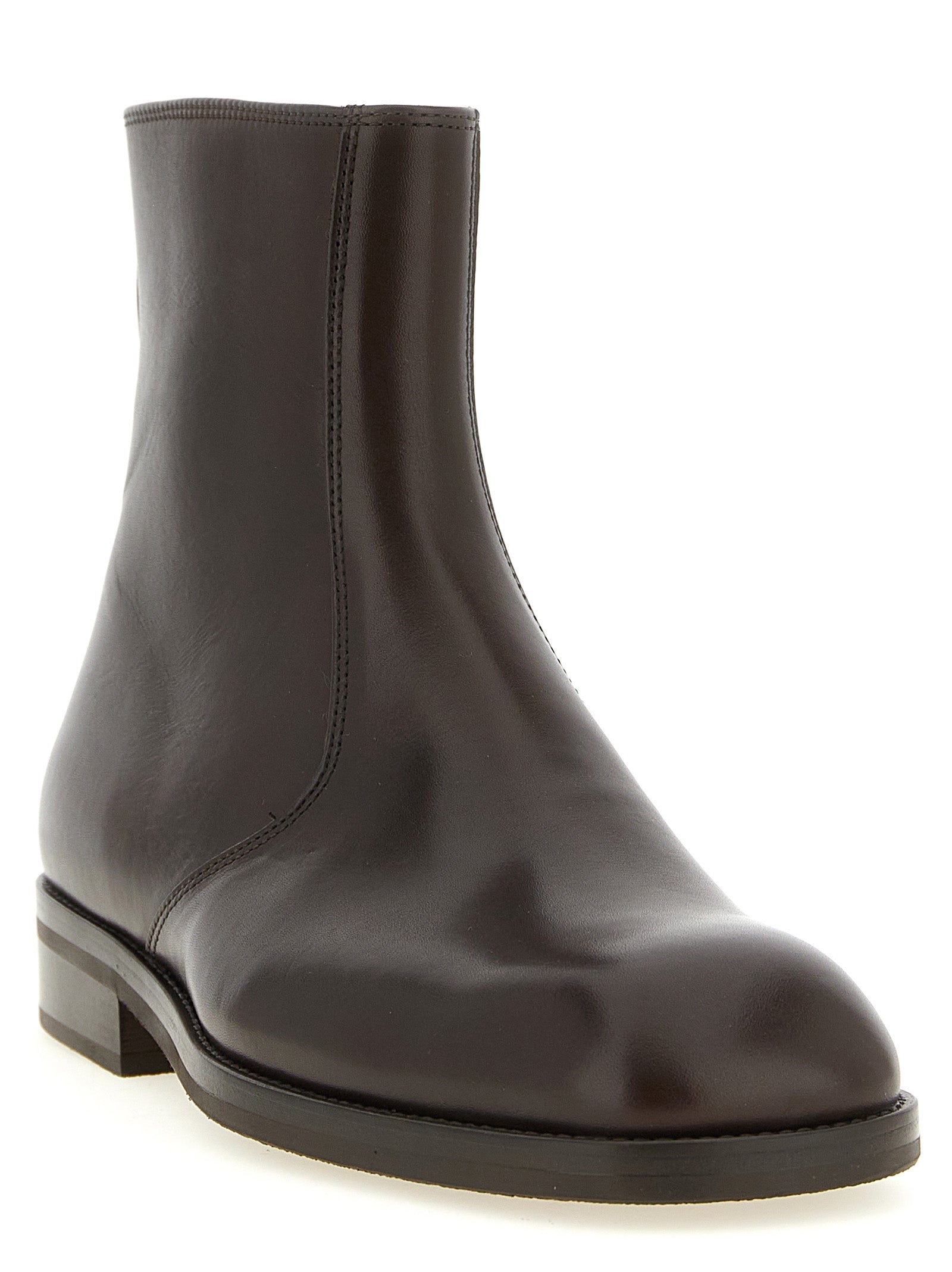 Brown Lamb Leather Ankle Boots