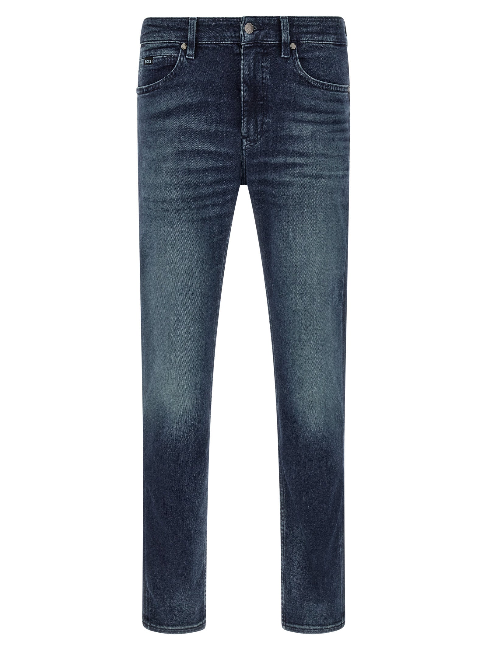 Blue Cotton Tapered Jeans