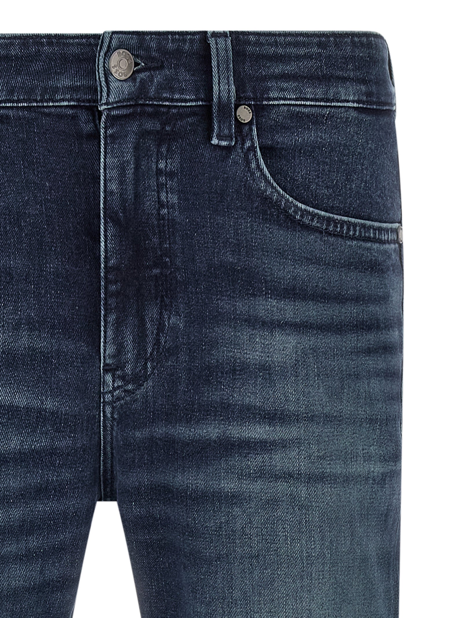 Blue Cotton Tapered Jeans