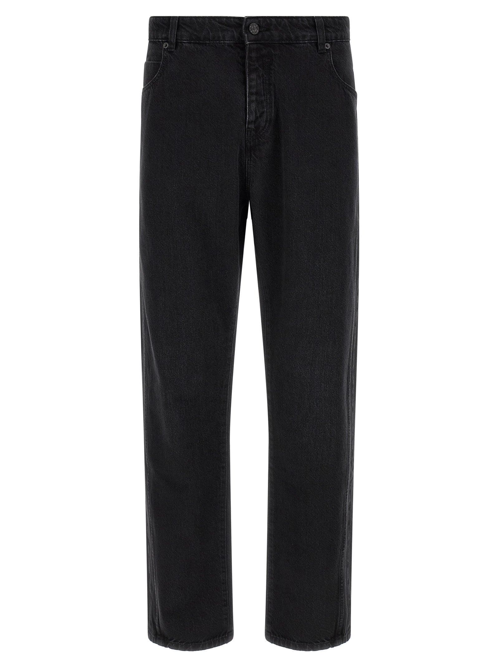 Black Cotton Straight-Leg Jeans