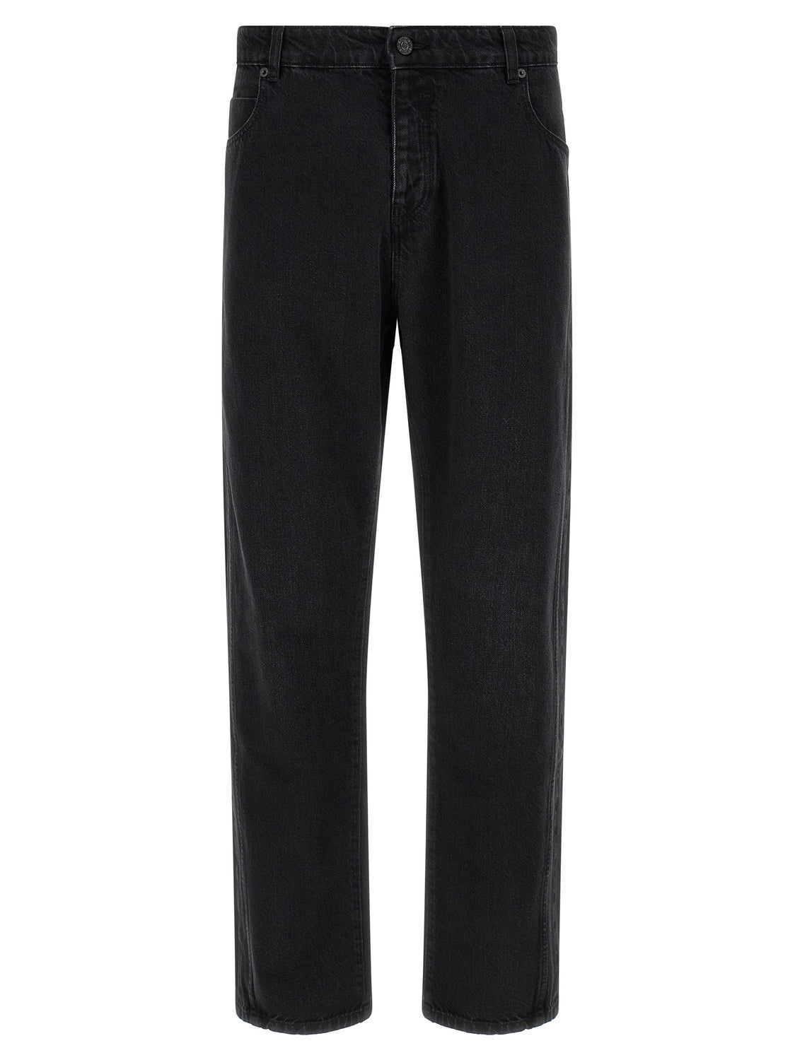 Black Cotton Straight-Leg Jeans