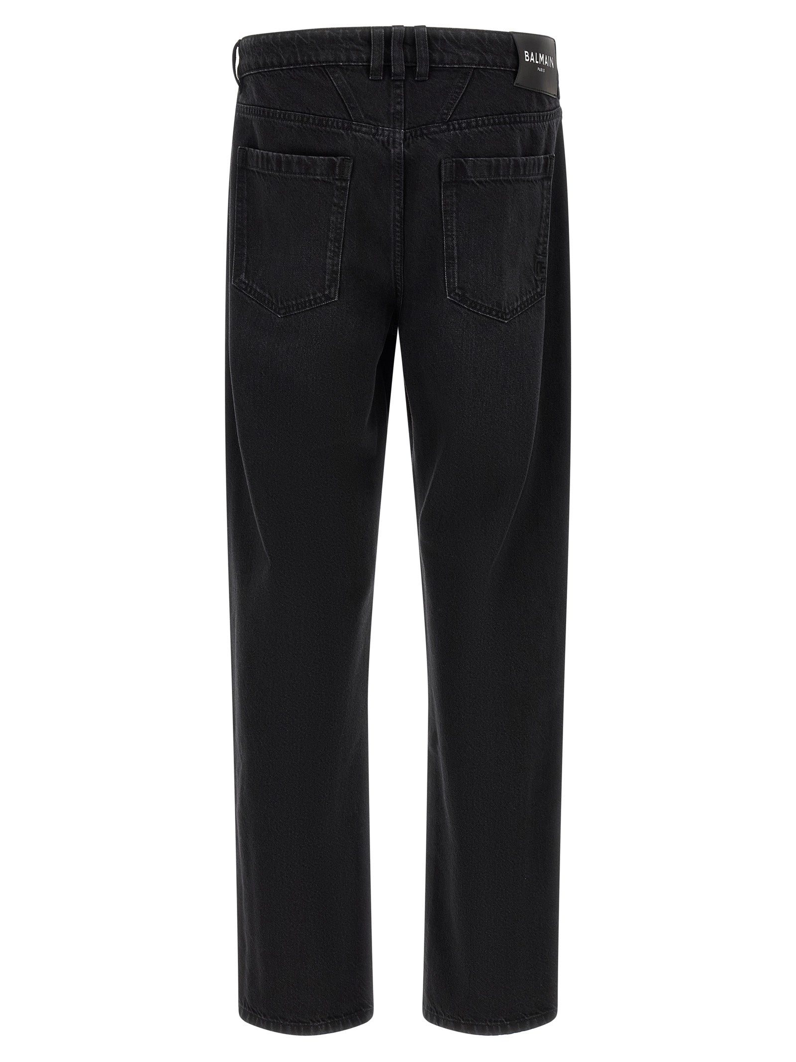 Black Cotton Straight-Leg Jeans