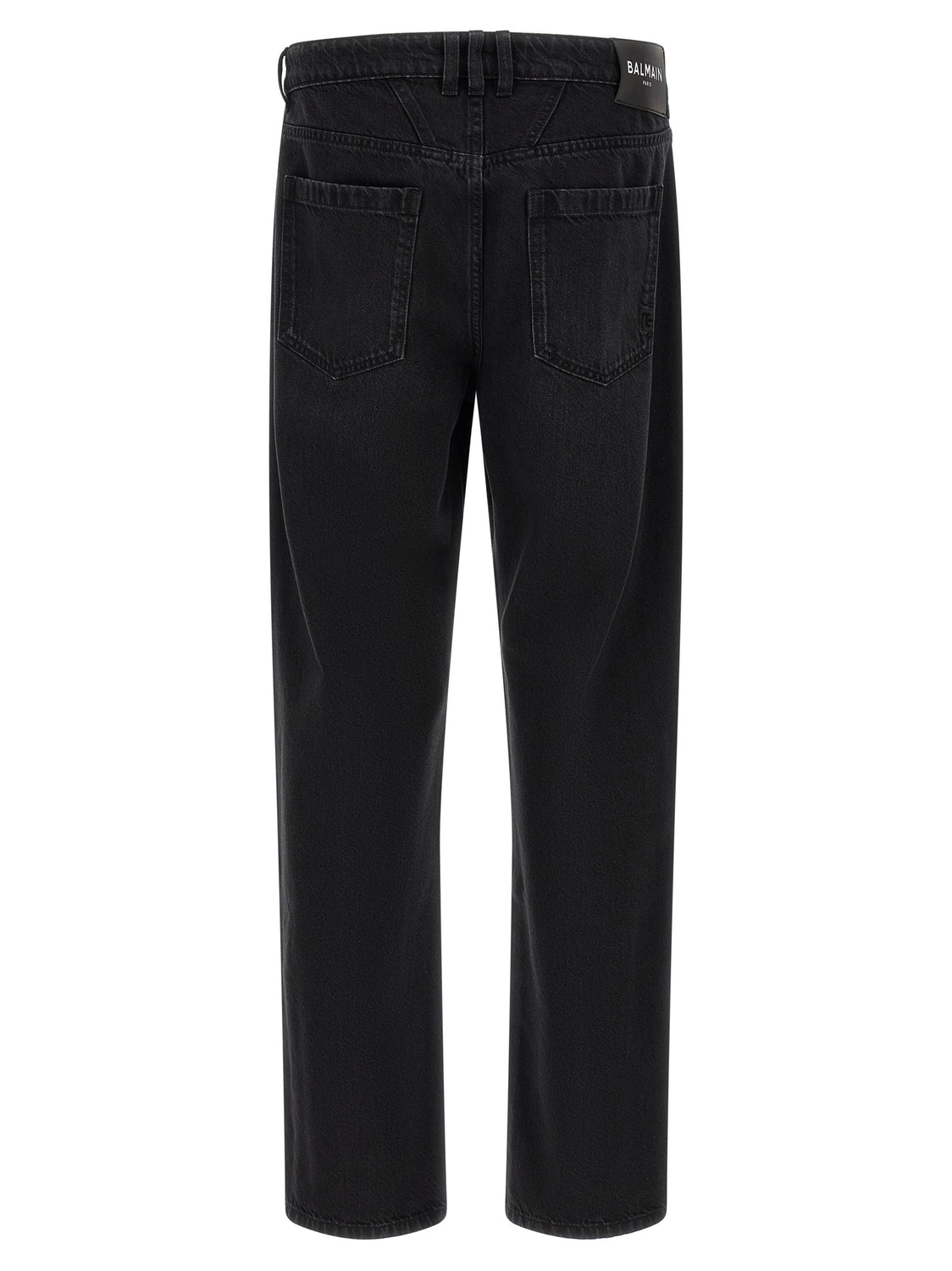 Black Cotton Straight-Leg Jeans
