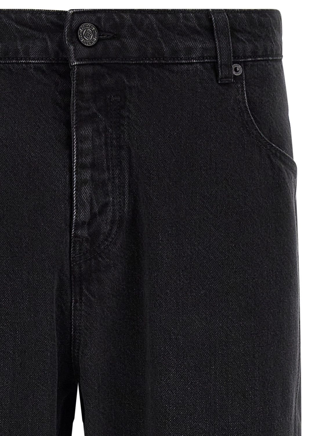 Black Cotton Straight-Leg Jeans