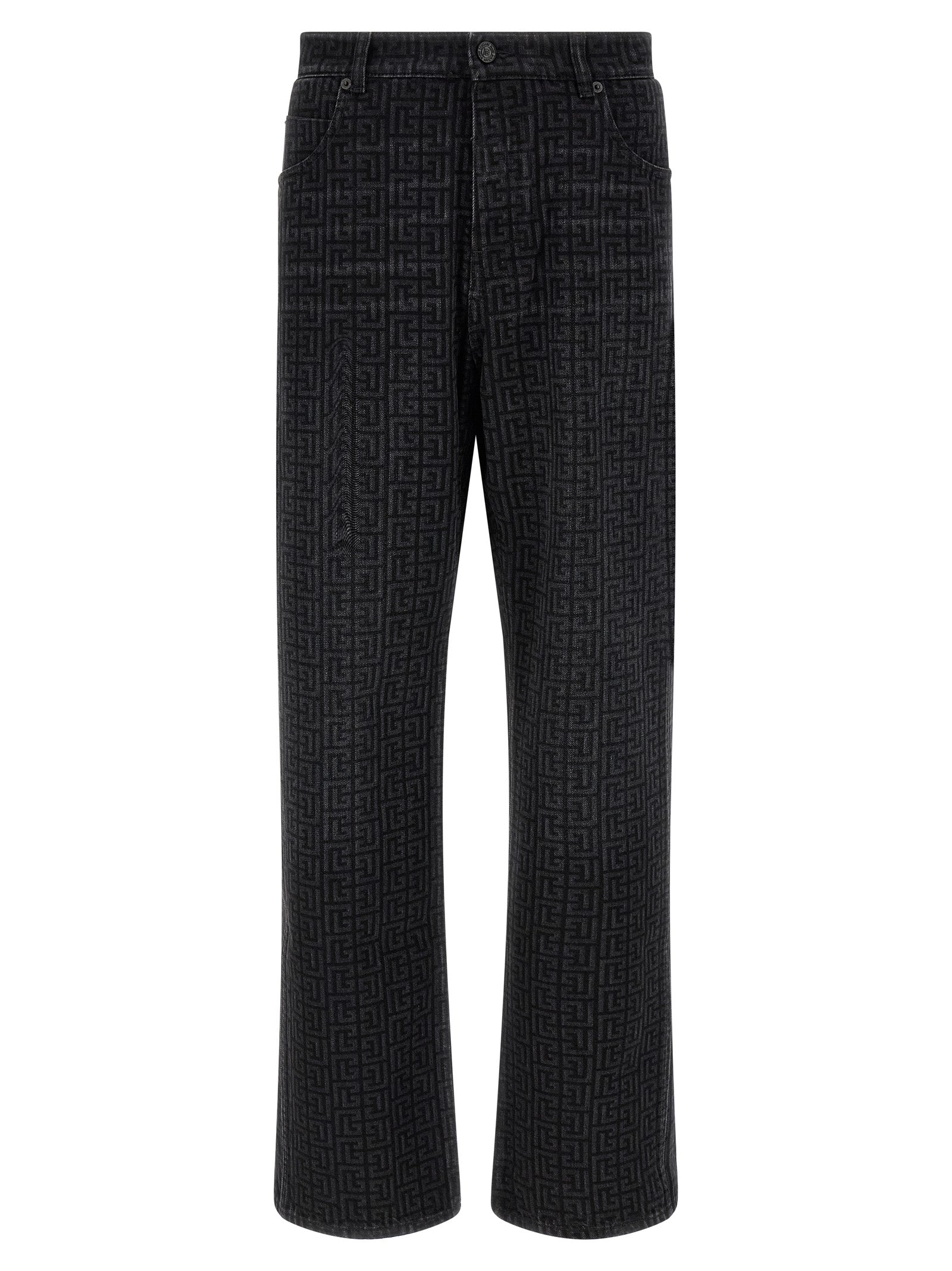 Black Cotton Straight-Leg Jeans
