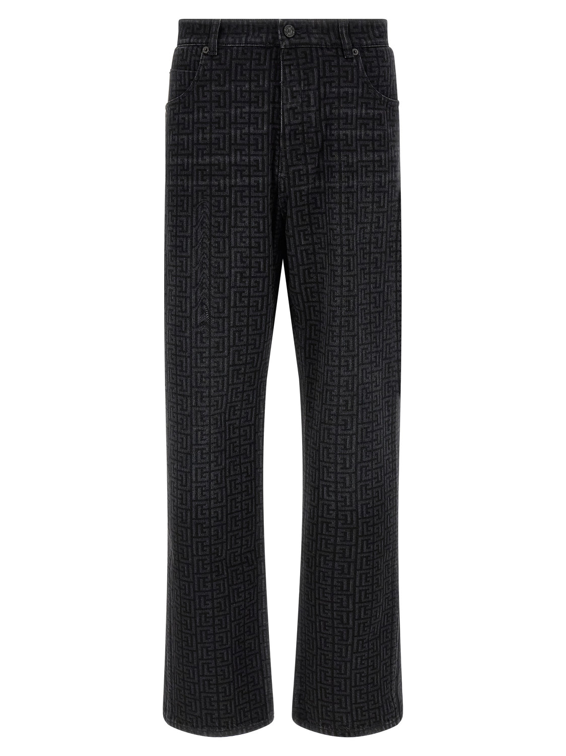 Black Cotton Straight-Leg Jeans