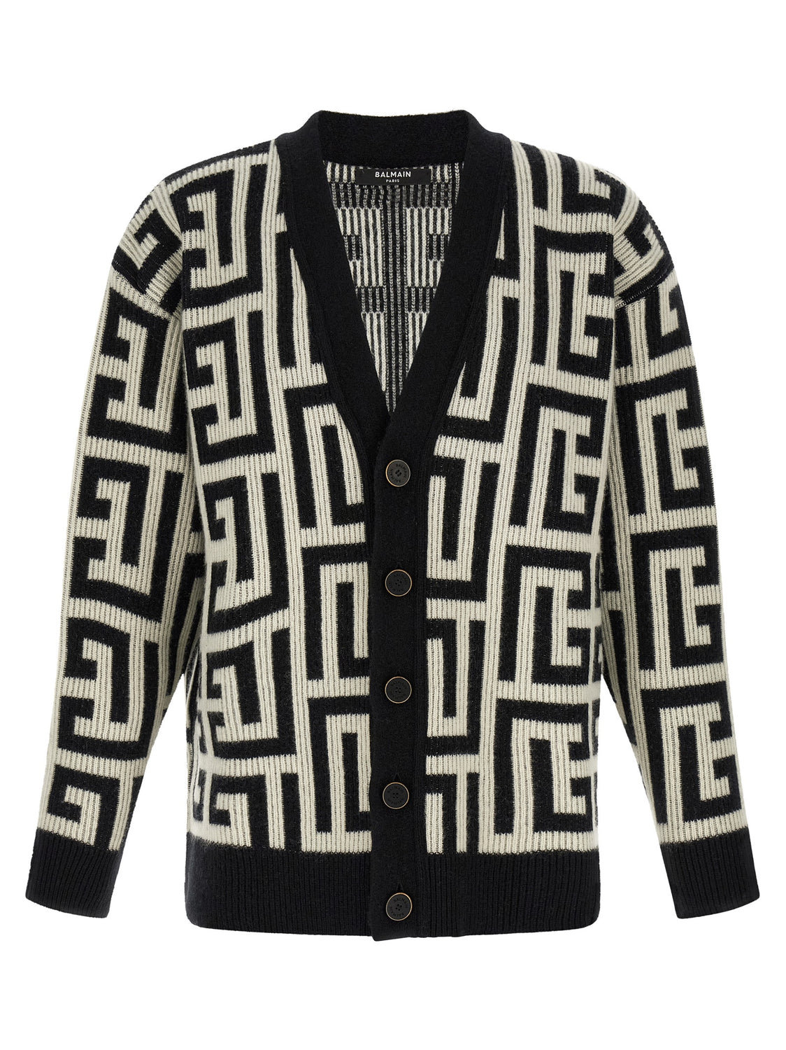 Bicolor Merino Wool Cardigan