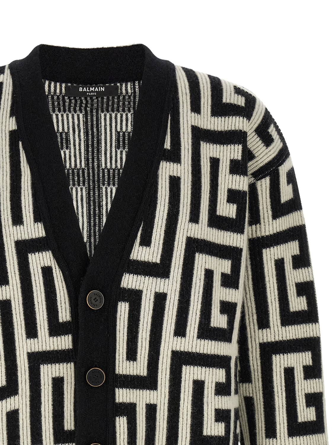 Bicolor Merino Wool Cardigan