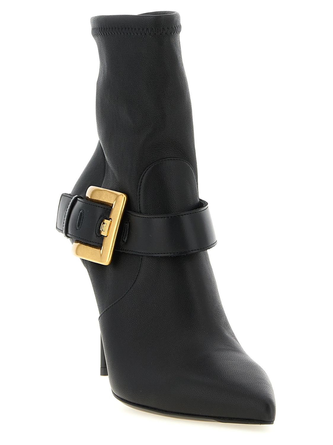 Black Lamb Leather Ankle Boots