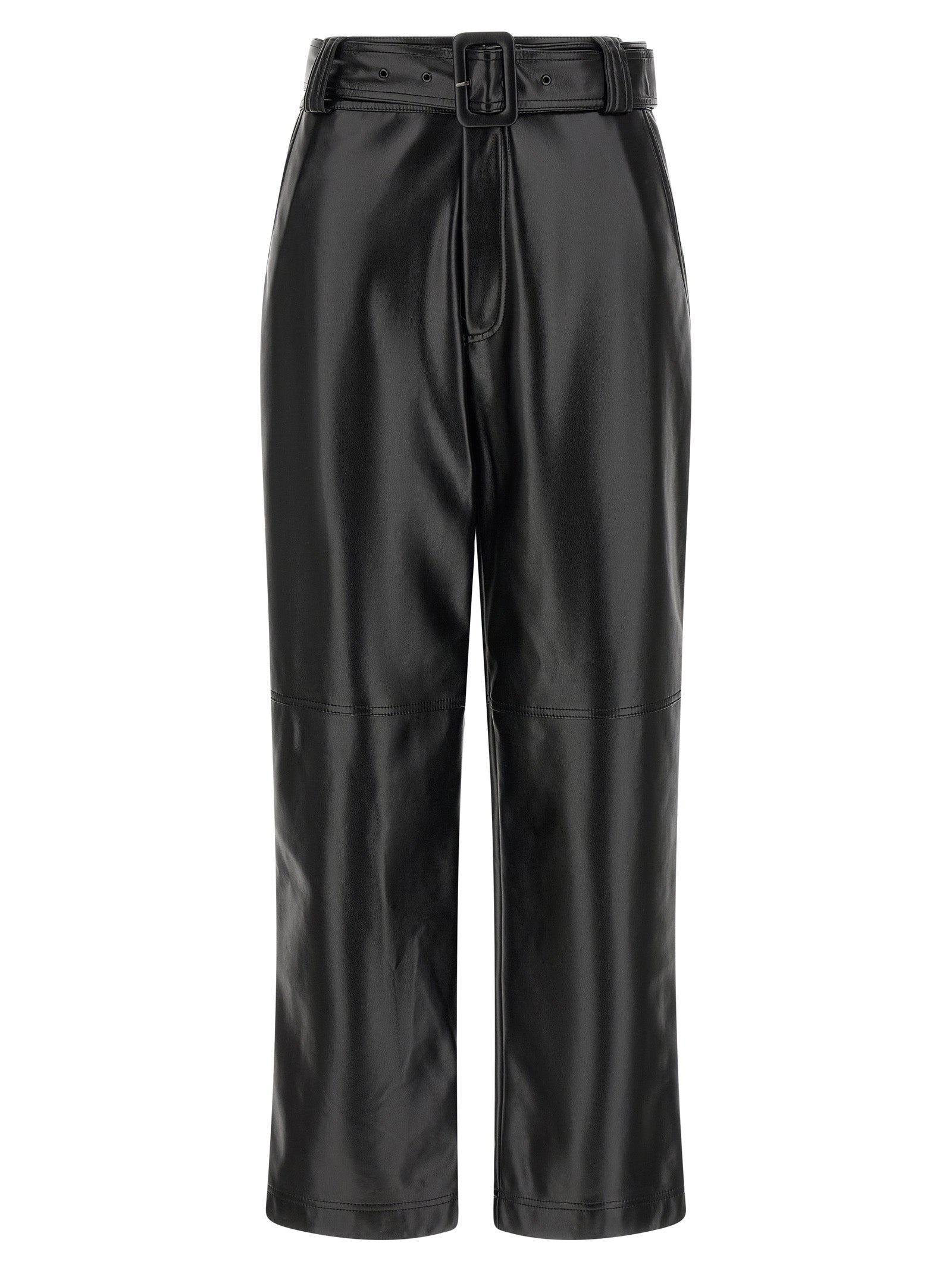 Black Polyester Cropped Pants
