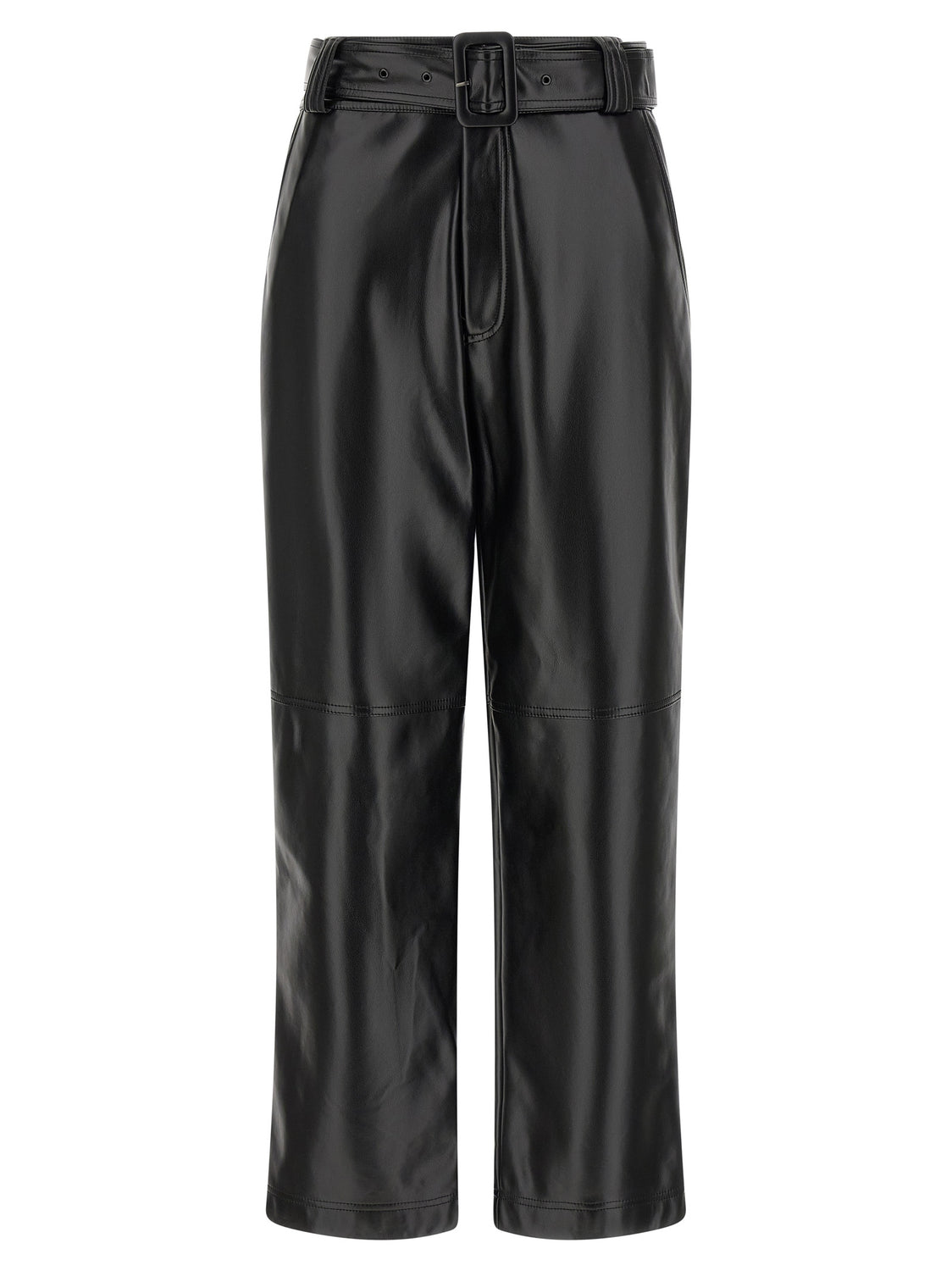 Black Polyester Cropped Pants