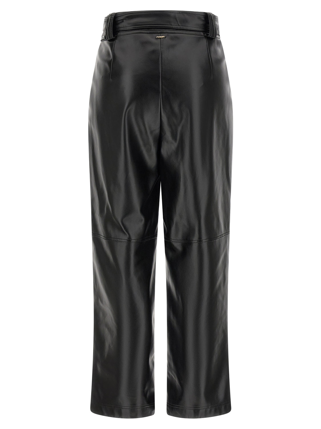 Black Polyester Cropped Pants